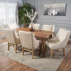 Farmhouse 7 Piece Wood Dining Set - NH071103 dining table set, round dining table