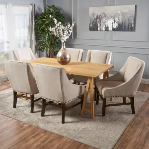 Farmhouse 7 Piece Wood Dining Set - NH661103 dining table set, round dining table