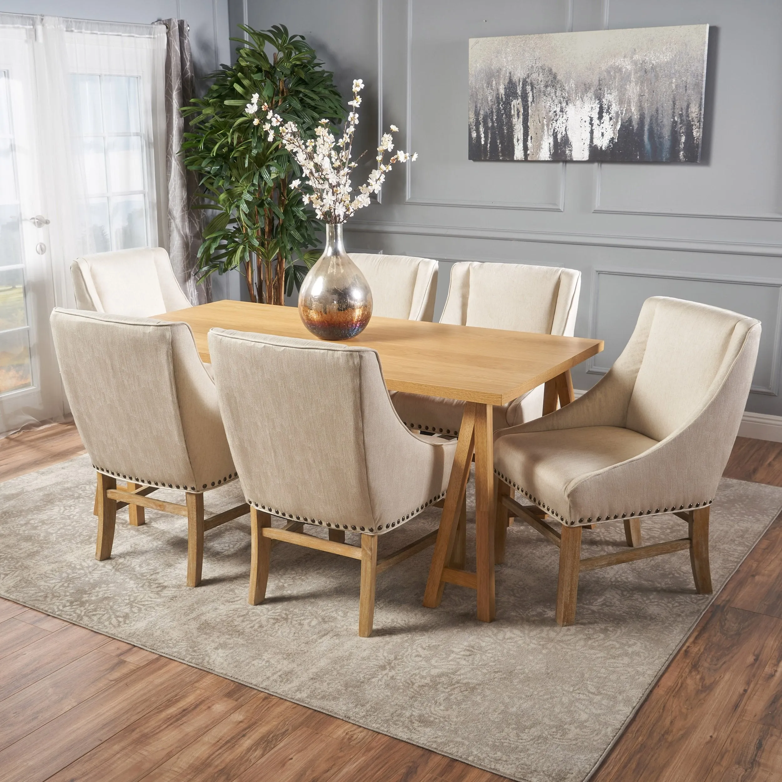 Farmhouse 7 Piece Wood Dining Set - NH661103