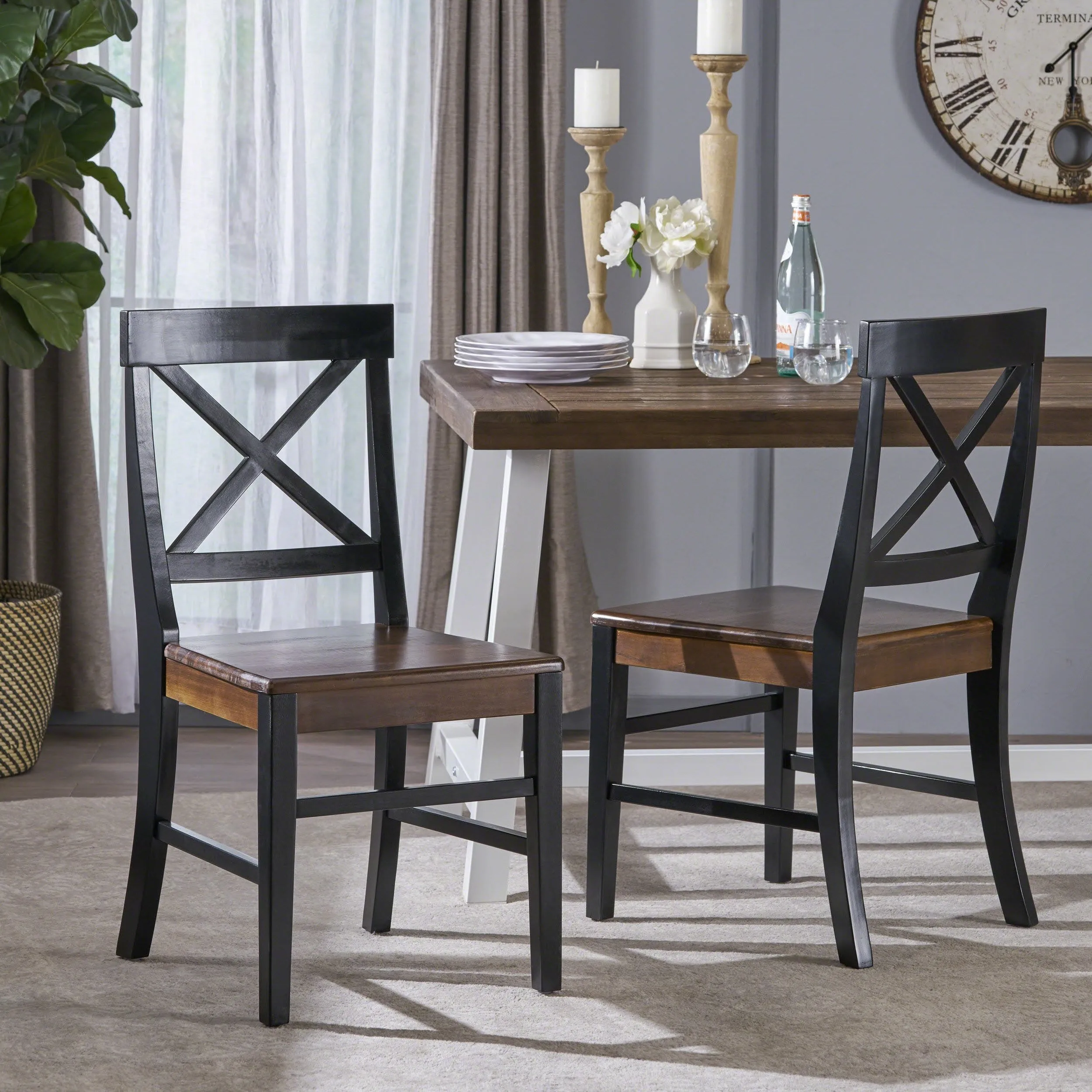 Farmhouse  Acacia Wood Dining Chairs (Set of 2) - NH058303