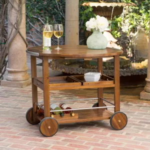 Farmhouse Cottage Dark Oak Acacia Wood Bar Cart - NH968103 patio chairs, outdoor seating