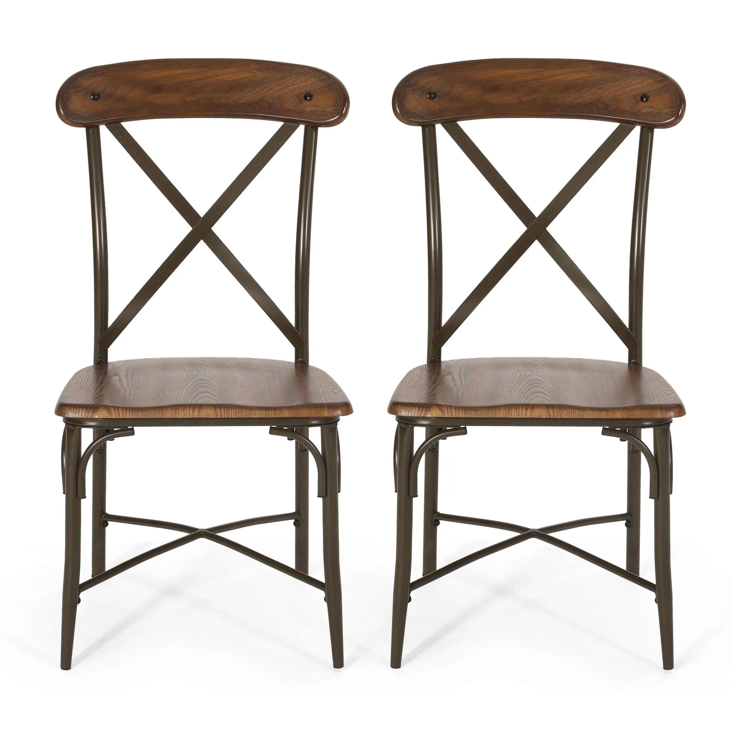Farmhouse Crossback Dining Chairs, Set of 2, Dark Brown and Espresso - NH495413 dining table set, 6-piece dining set