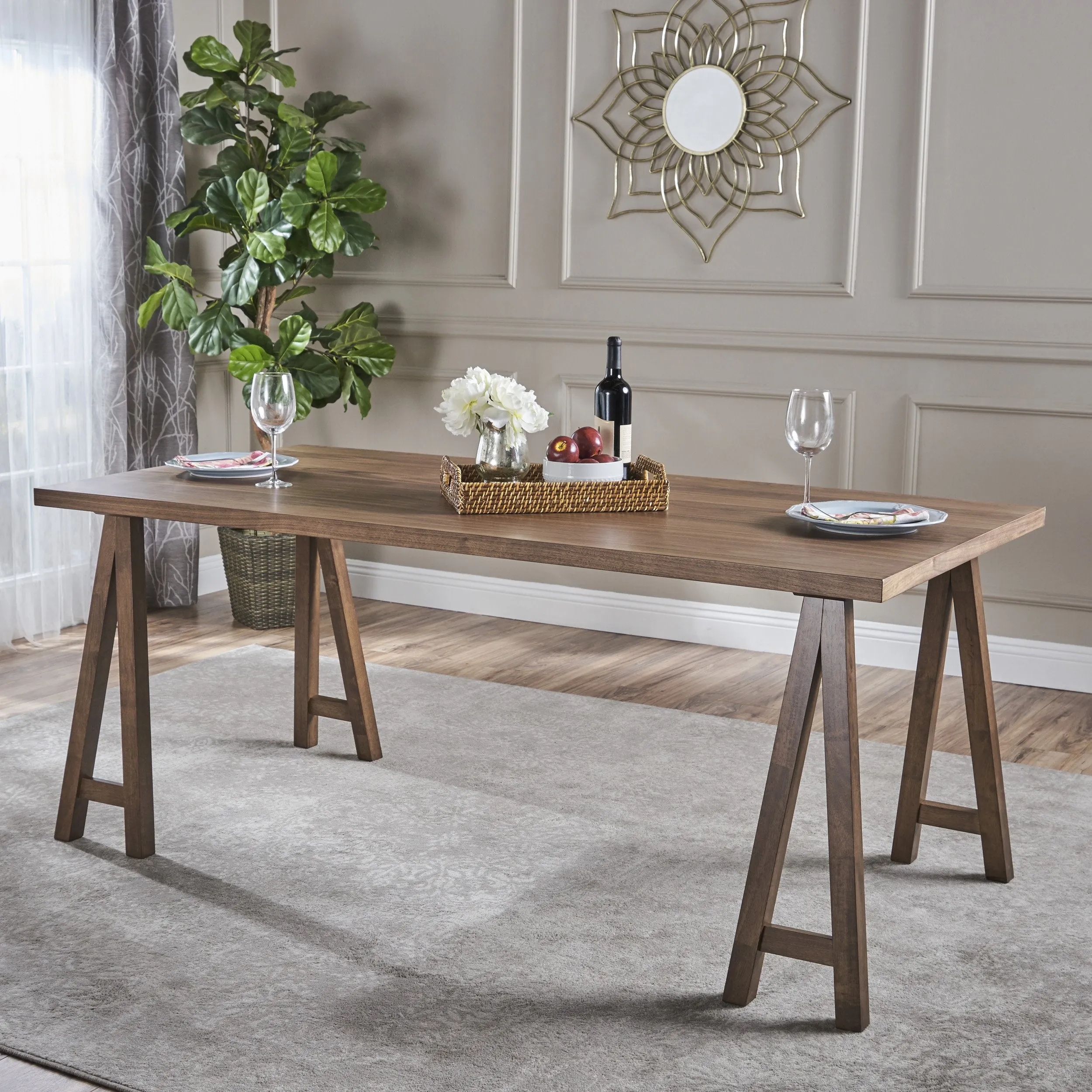 Farmhouse Faux Wood Dining Table with A-Frame Legs - NH087003 kitchen island table, dining furniture