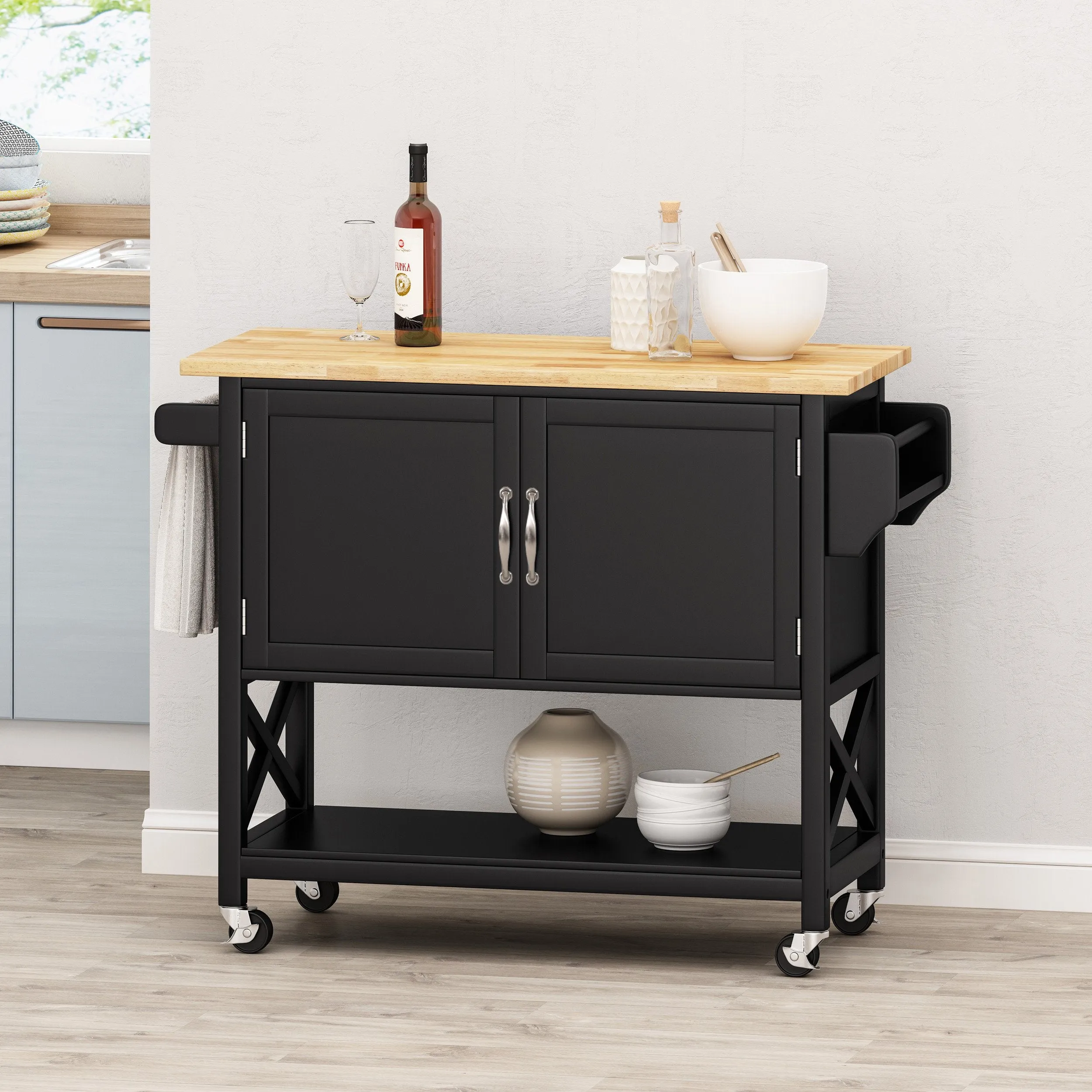 Farmhouse Kitchen Cart with Wheels - NH343213 dining chair, upholstered chair
