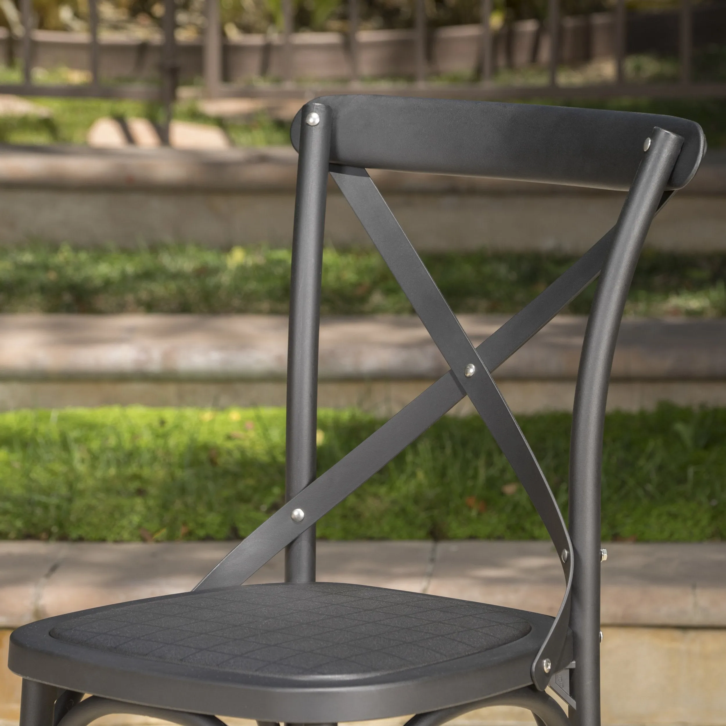 Farmhouse Outdoor X-Back Plastic Nylon Dining Chairs (Set of 2) - NH218103