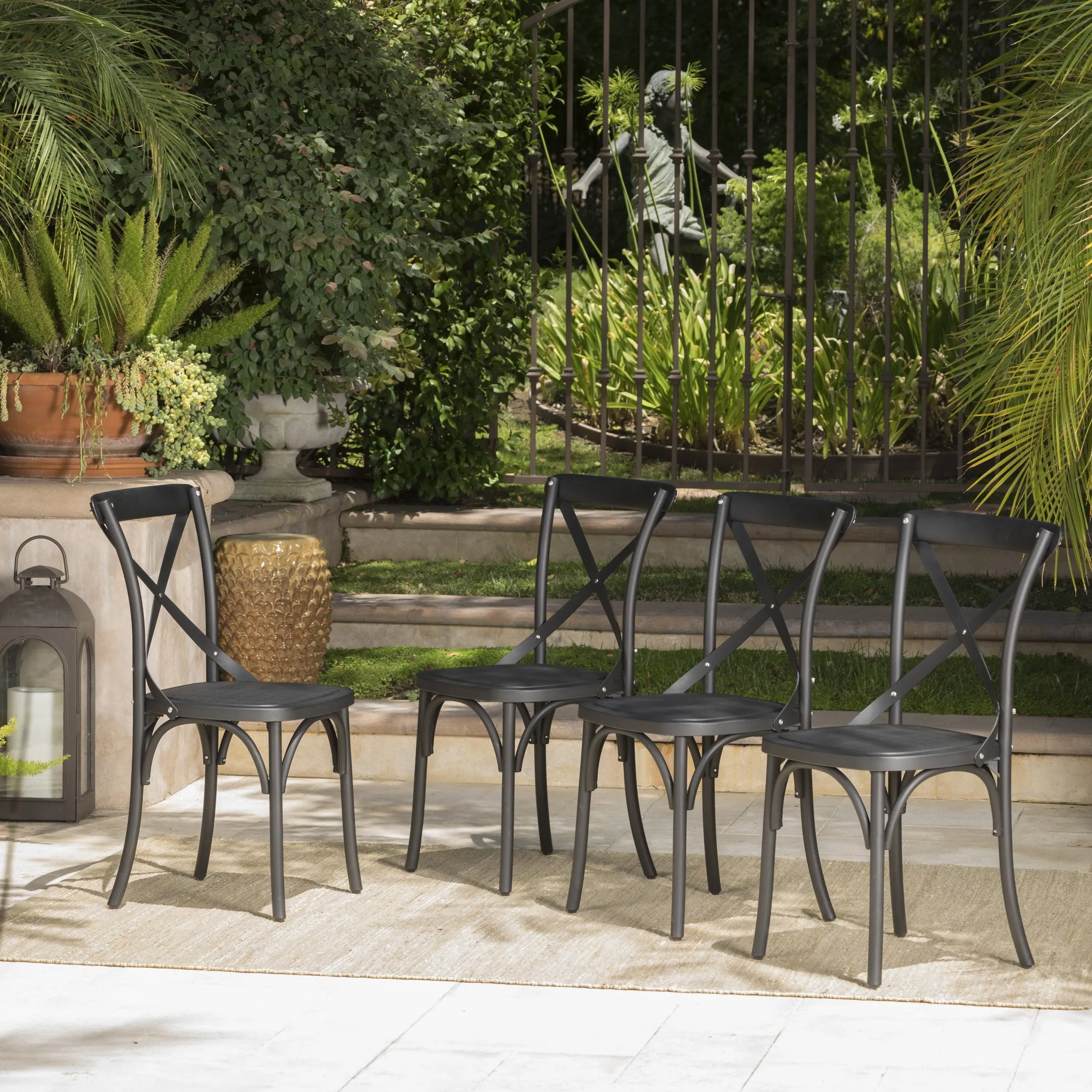 Farmhouse Outdoor X-Back Plastic Nylon Dining Chairs (Set of 2) - NH218103