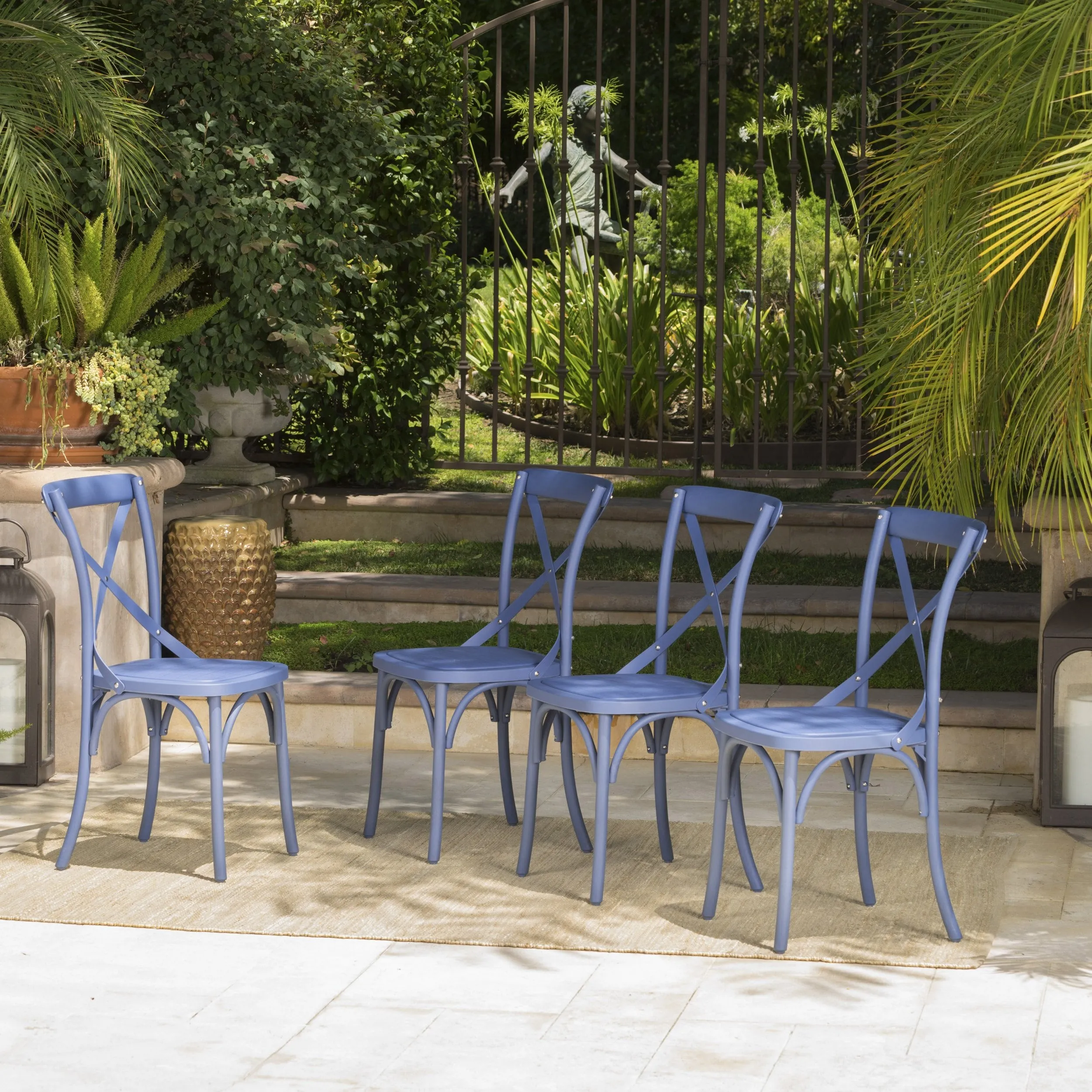 Farmhouse Outdoor X-Back Plastic Nylon Dining Chairs (Set of 2) - NH218103