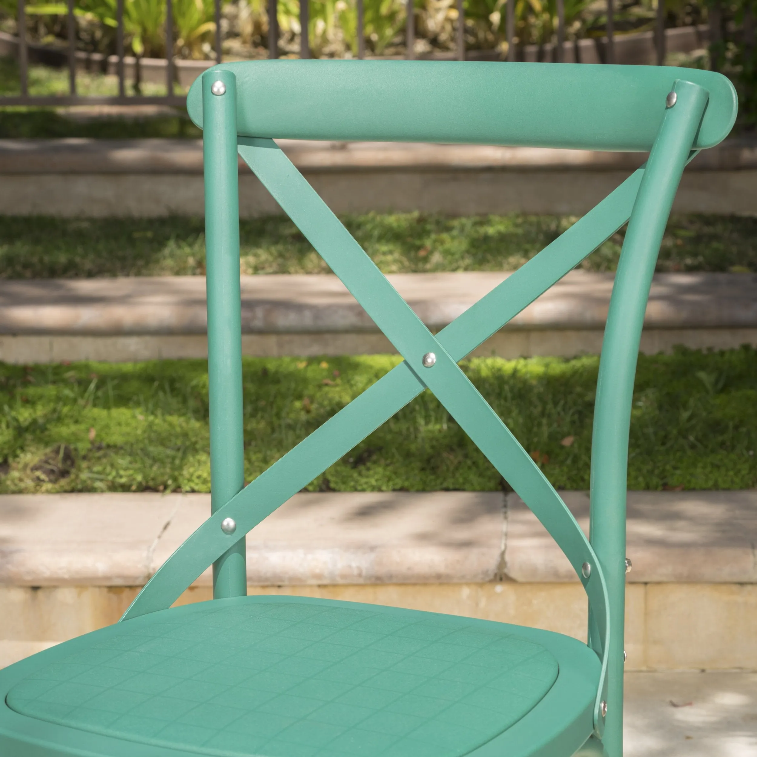 Farmhouse Outdoor X-Back Plastic Nylon Dining Chairs (Set of 2) - NH218103