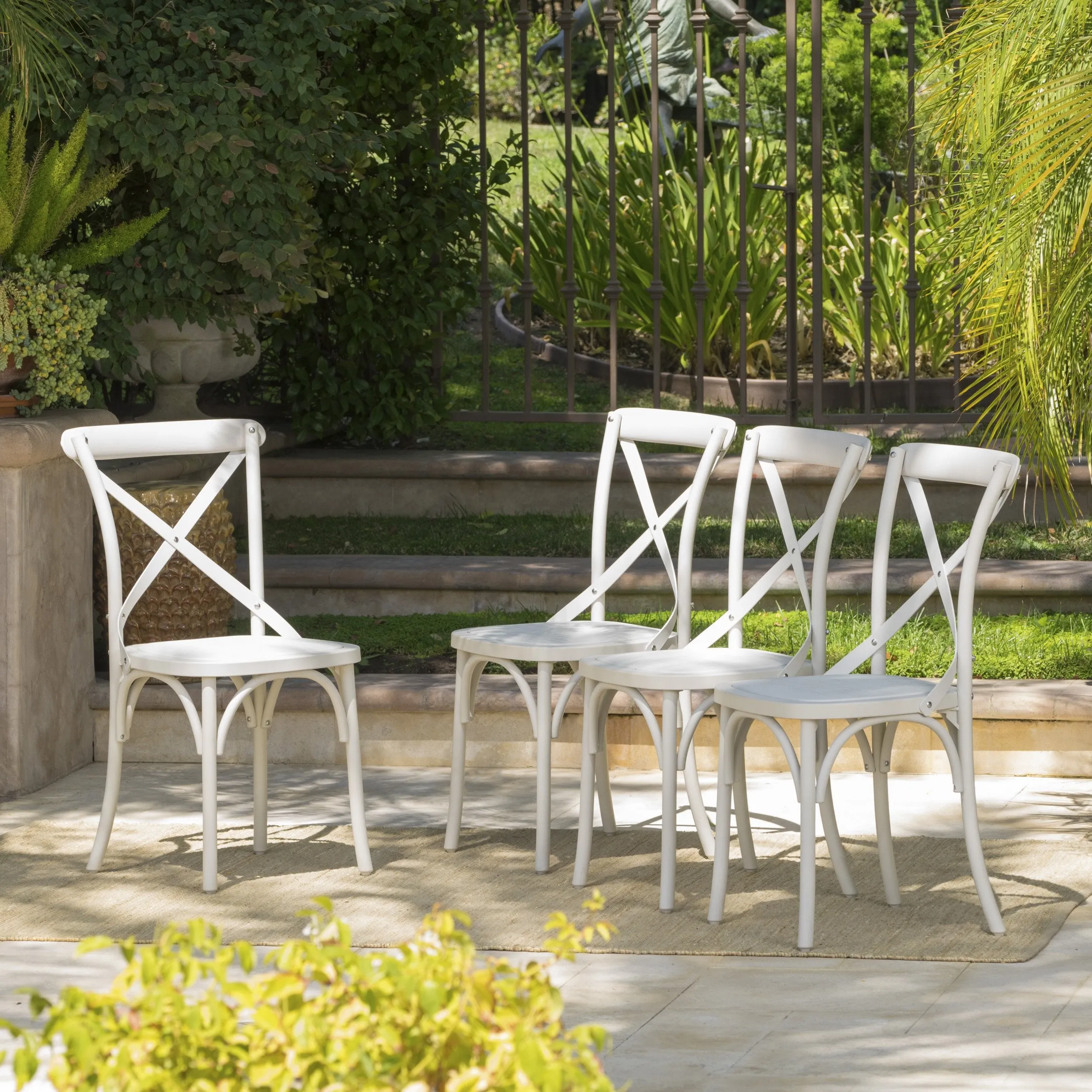 Farmhouse Outdoor X-Back Plastic Nylon Dining Chairs (Set of 2) - NH218103
