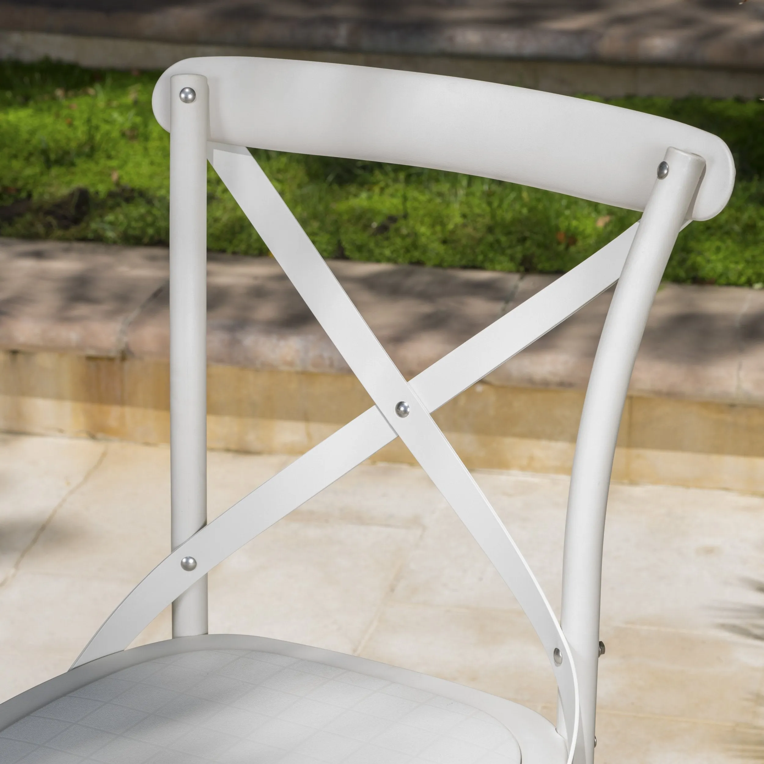 Farmhouse Outdoor X-Back Plastic Nylon Dining Chairs (Set of 2) - NH218103