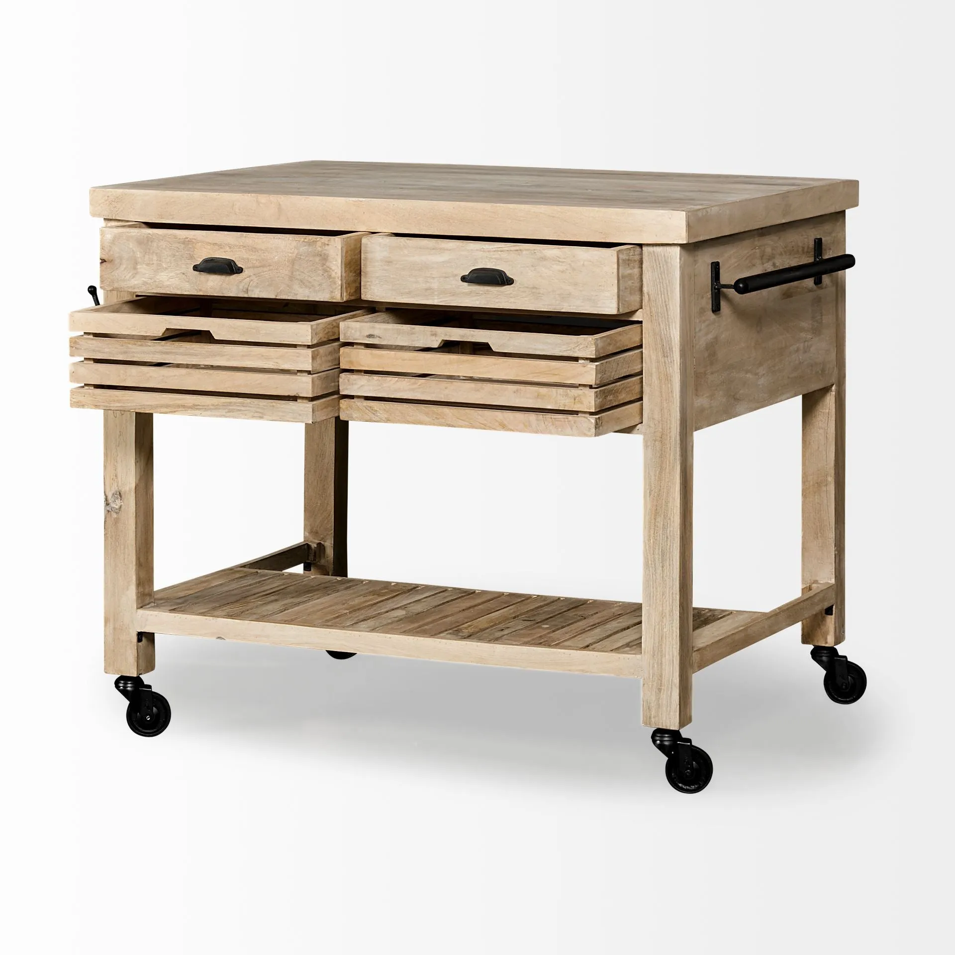 Farmhouse Rolling Kitchen Island Or Bar Cart