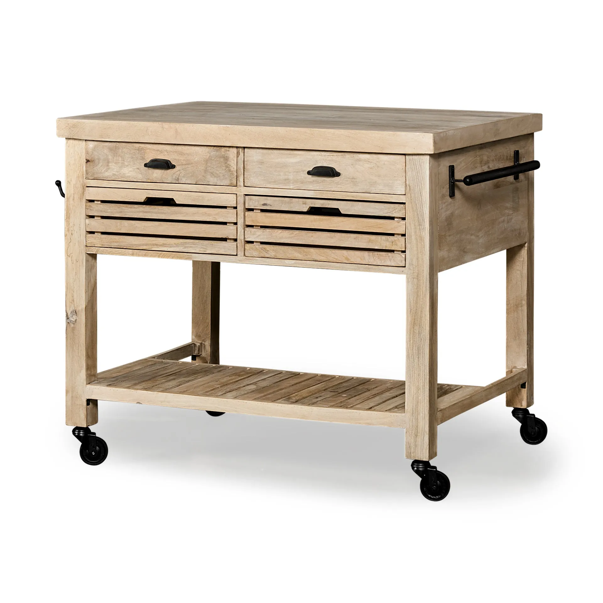 Farmhouse Rolling Kitchen Island Or Bar Cart