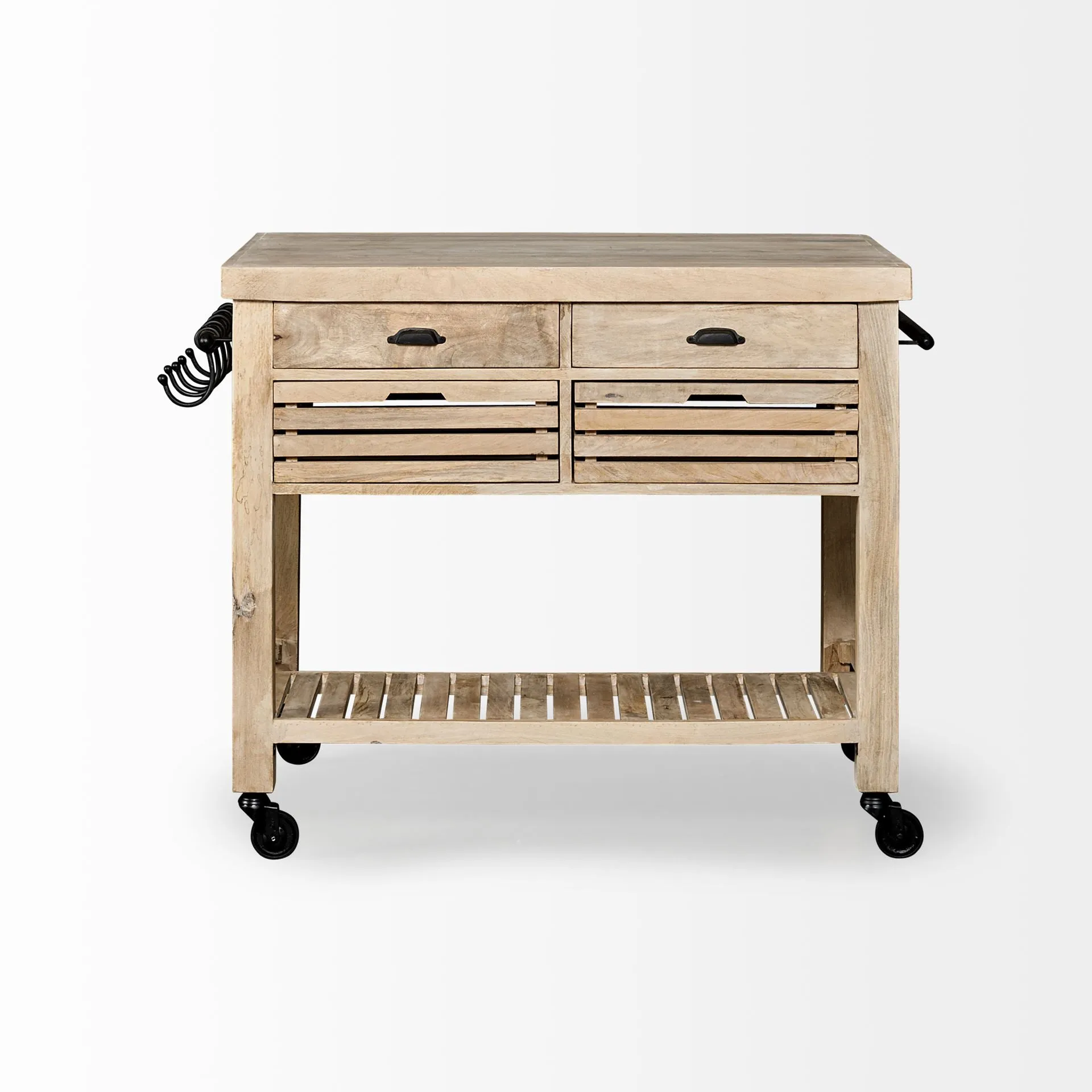 Farmhouse Rolling Kitchen Island Or Bar Cart