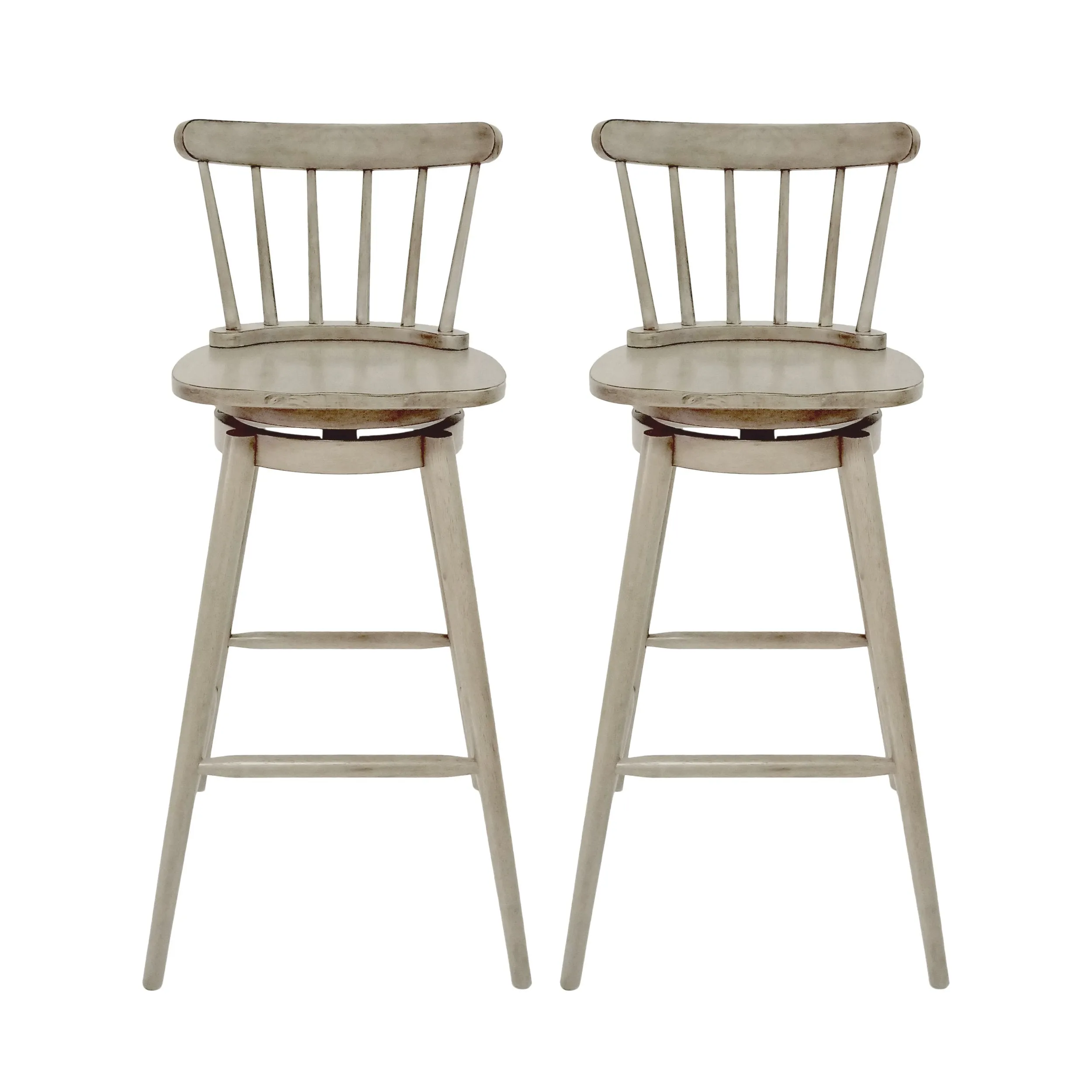 Farmhouse Spindle Back 30" Rubberwood Swivel Barstools (Set of 2) - NH882903