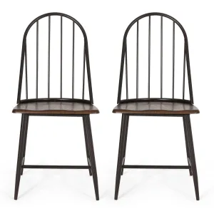 Farmhouse Spindle Back Dining Chairs, Set of 2, Dark Brown and Black - NH395413 dining table set, 6-piece dining set