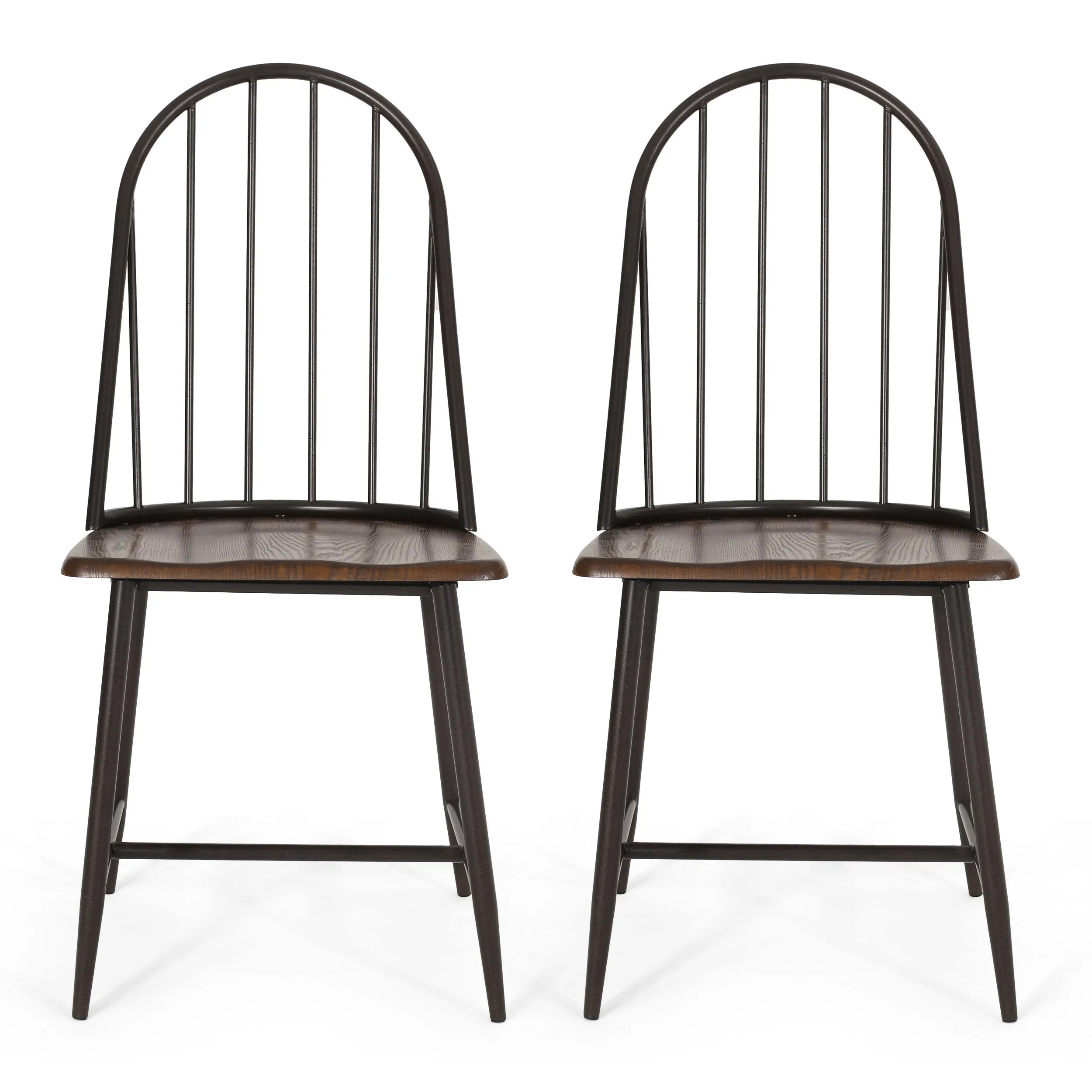 Farmhouse Spindle Back Dining Chairs, Set of 2, Dark Brown and Black - NH395413 dining table set, 6-piece dining set