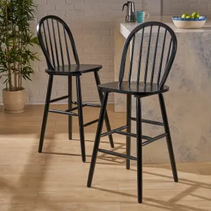 Farmhouse Spindle Backrest Wood Barstools (Set of 2) - NH599603 bar stool, counter stool