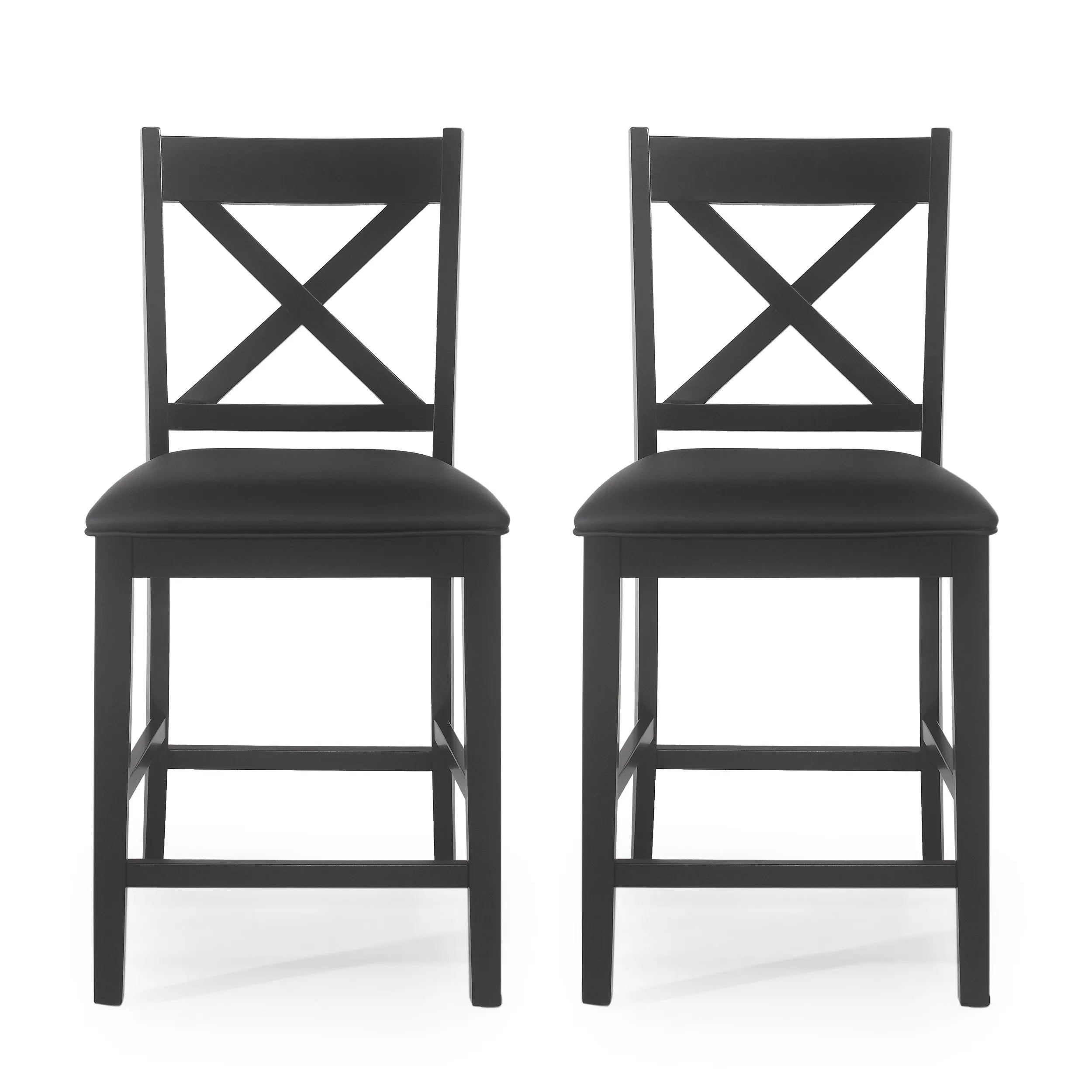 Farmhouse Upholstered Wood Counter Stools, Set of 2 - NH607413 bar stool, counter stool