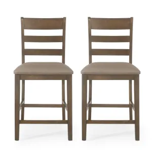 Farmhouse Upholstered Wood Counter Stools, Set of 2 - NH996413 bar stool, counter stool