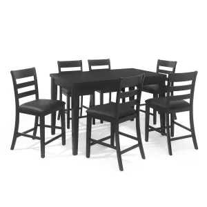 Farmhouse Wood Counter Height 7 Piece Dining Set - NH207413 dining table set, round dining table