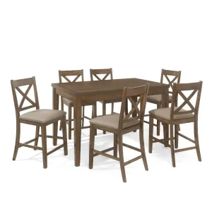 Farmhouse Wood Counter Height 7 Piece Dining Set - NH757413 dining table set, round dining table