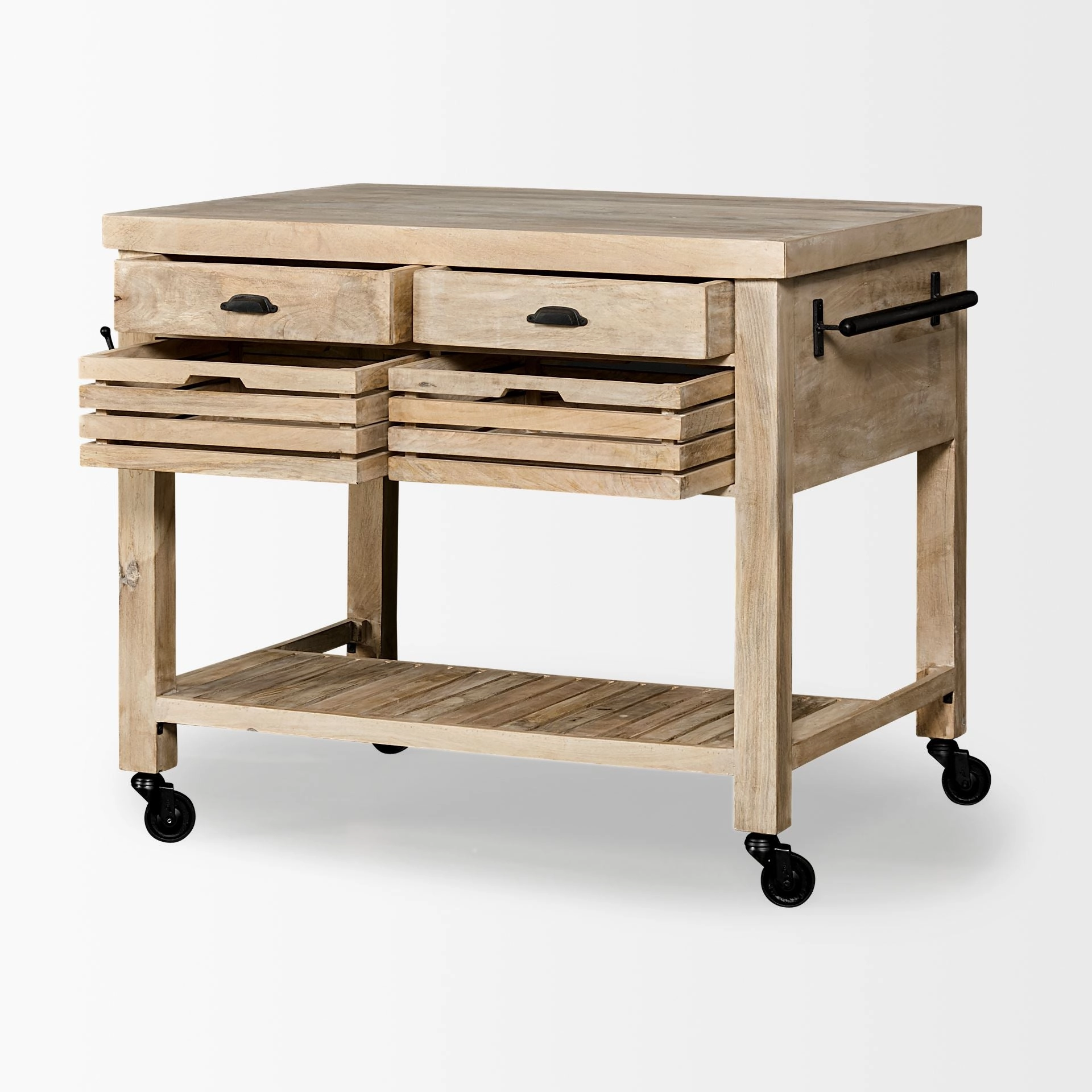 Farmhouse Rolling Kitchen Island Or Bar Cart