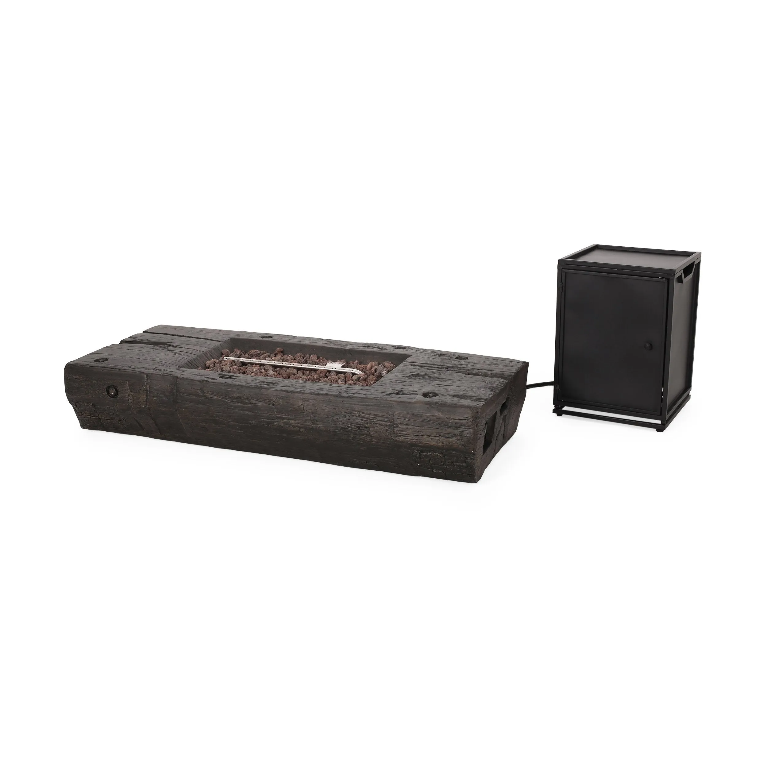 Faux Wood Slab Rectangular Propane Fire Pit - NH961313 floor chair, tatami chair