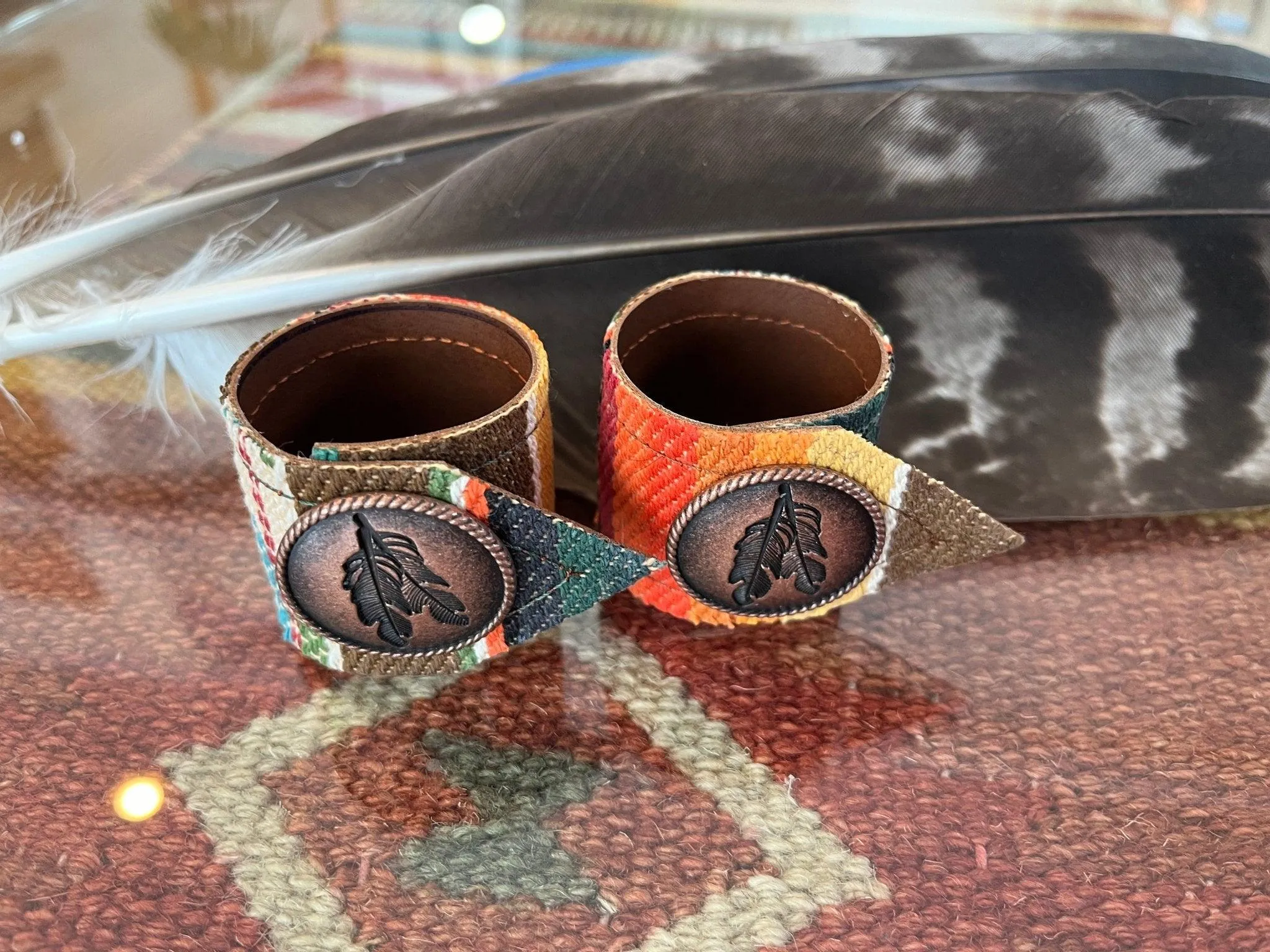 Feather Sunset Serape Napkin Rings