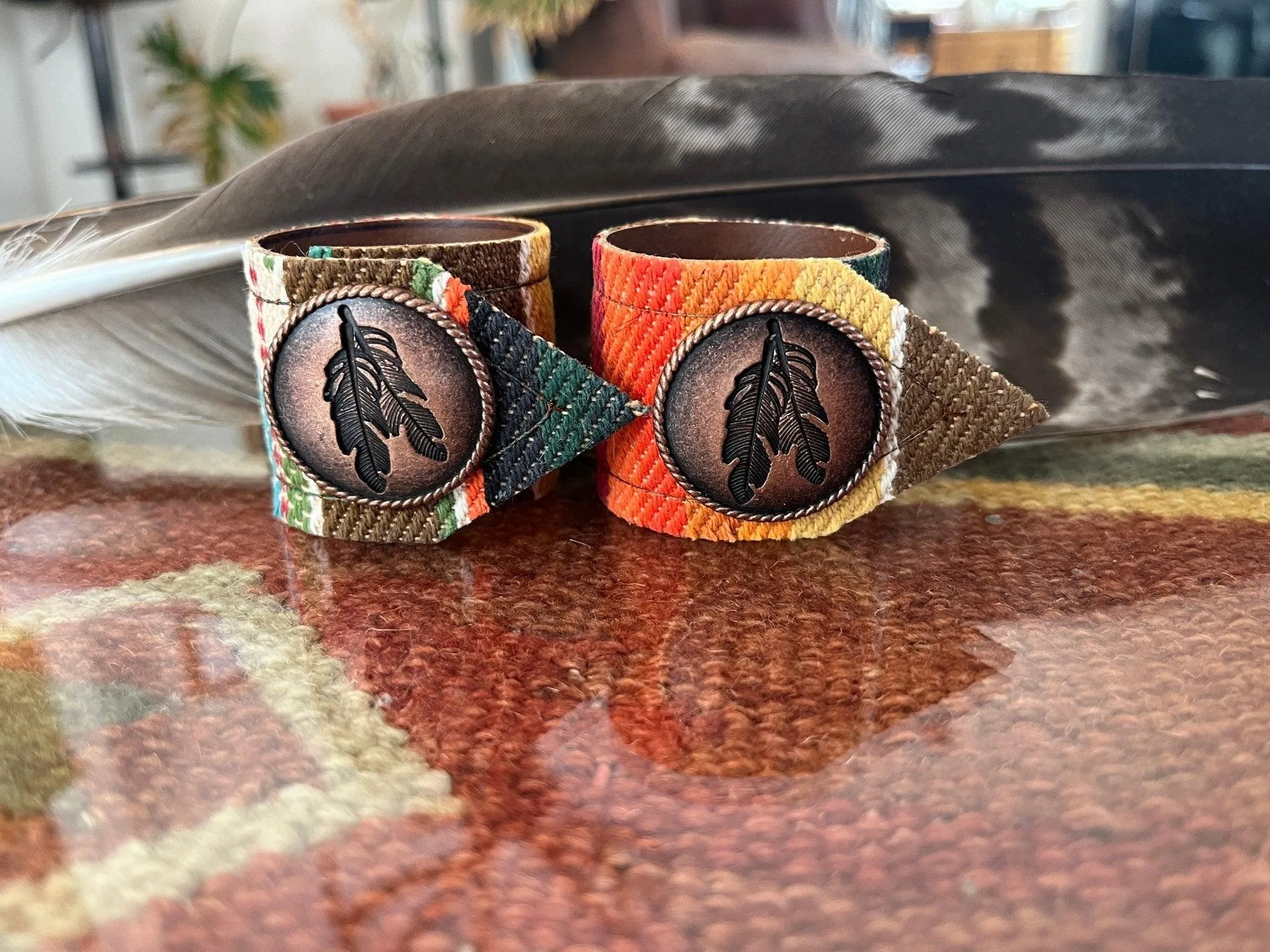 Feather Sunset Serape Napkin Rings