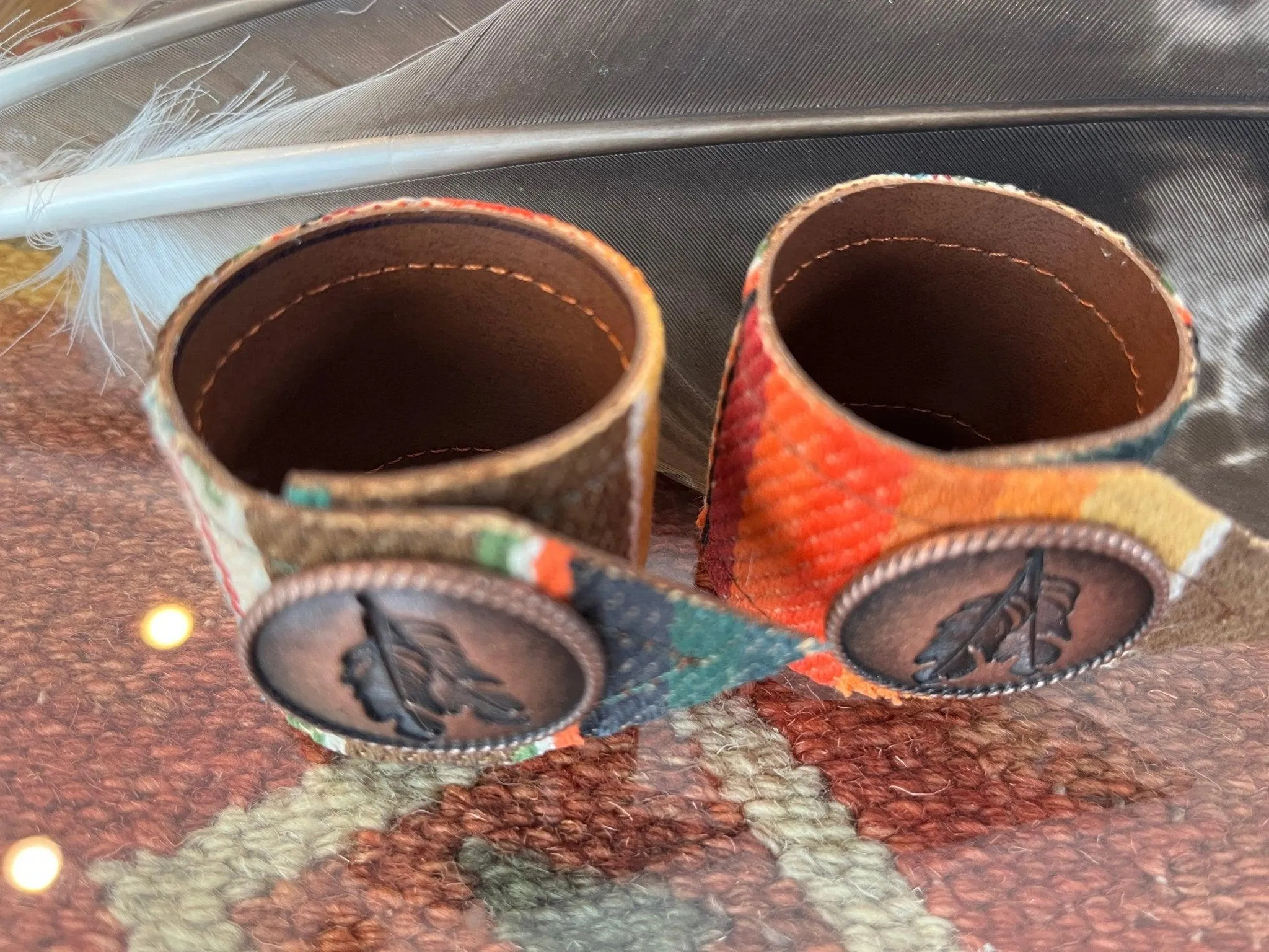 Feather Sunset Serape Napkin Rings