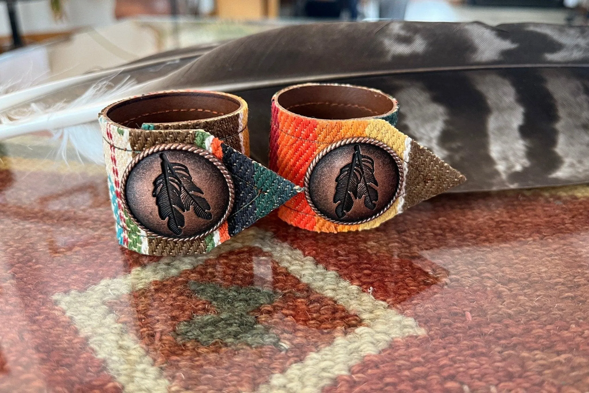 Feather Sunset Serape Napkin Rings