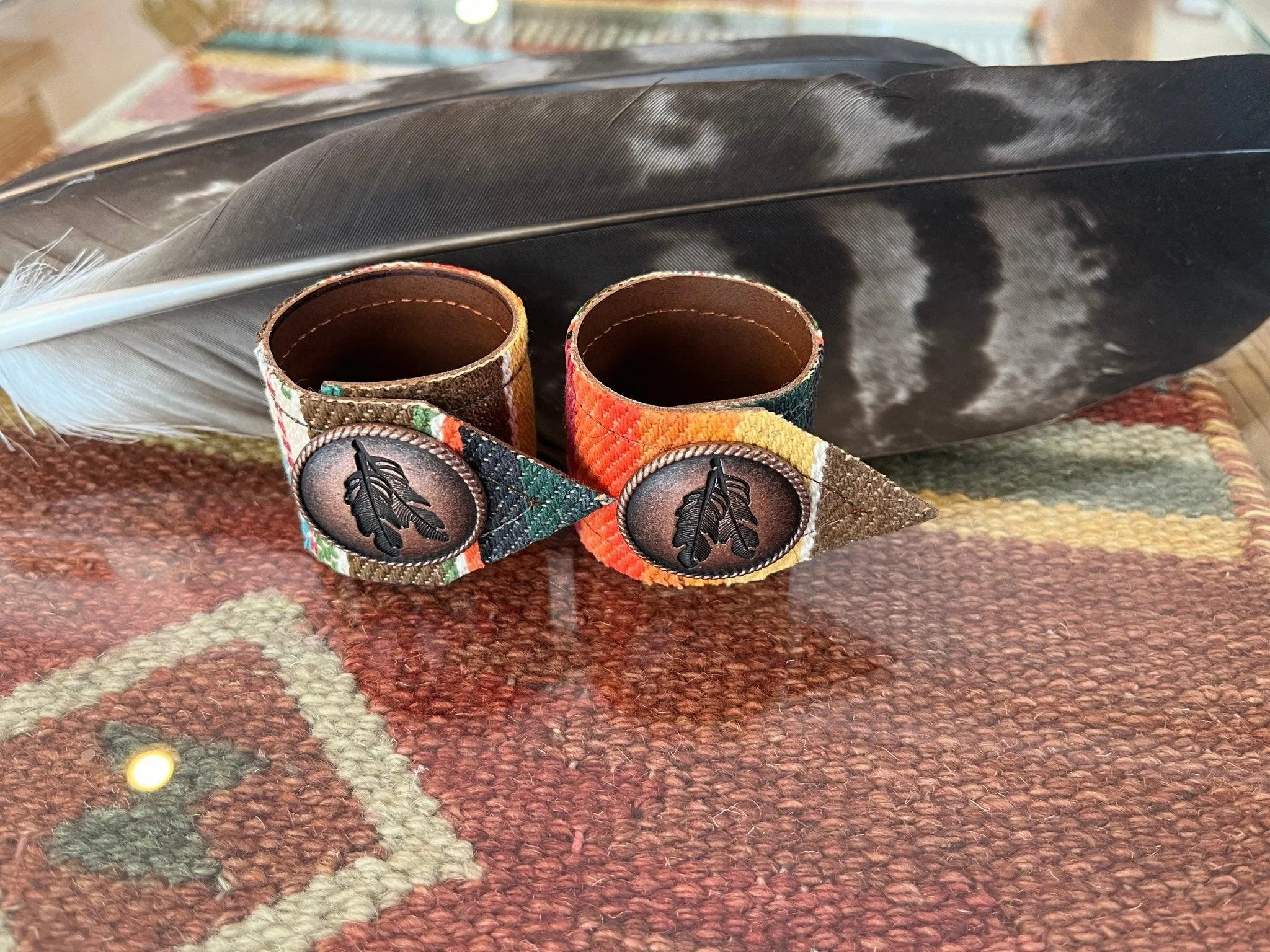 Feather Sunset Serape Napkin Rings