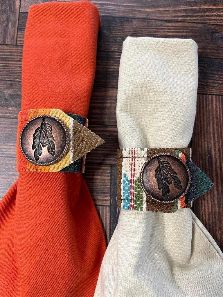 Feather Sunset Serape Napkin Rings