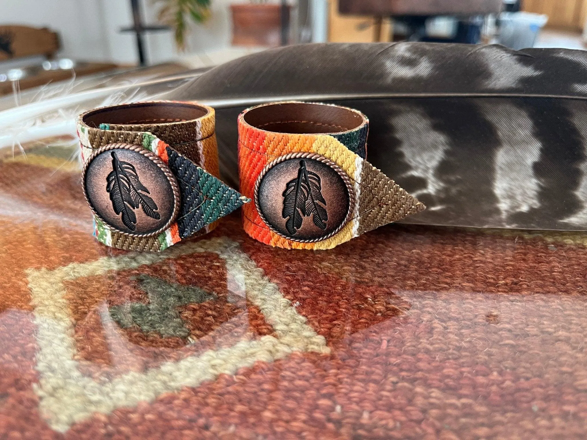 Feather Sunset Serape Napkin Rings