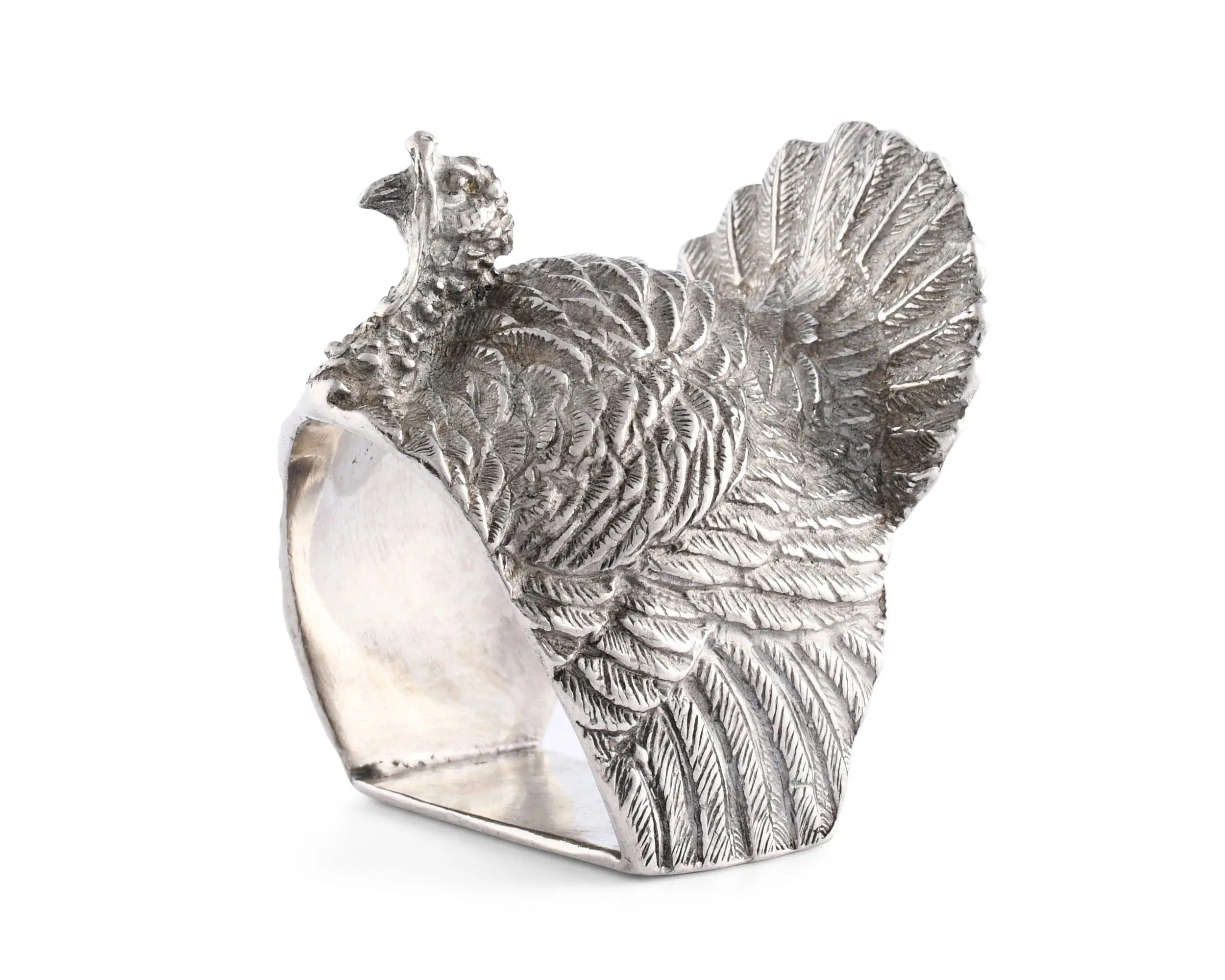 Festive Pewter Turkey Napkin Rings