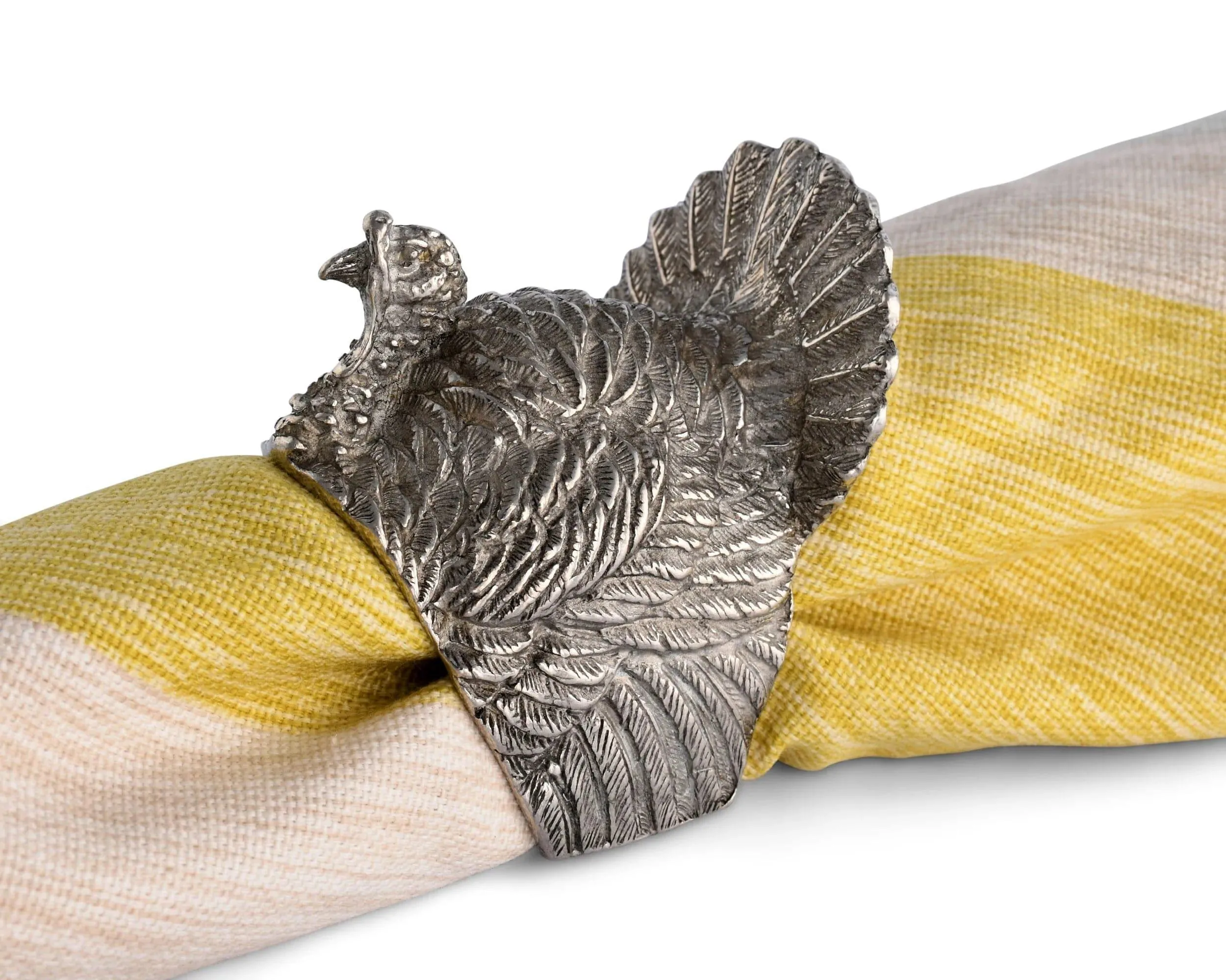 Festive Pewter Turkey Napkin Rings