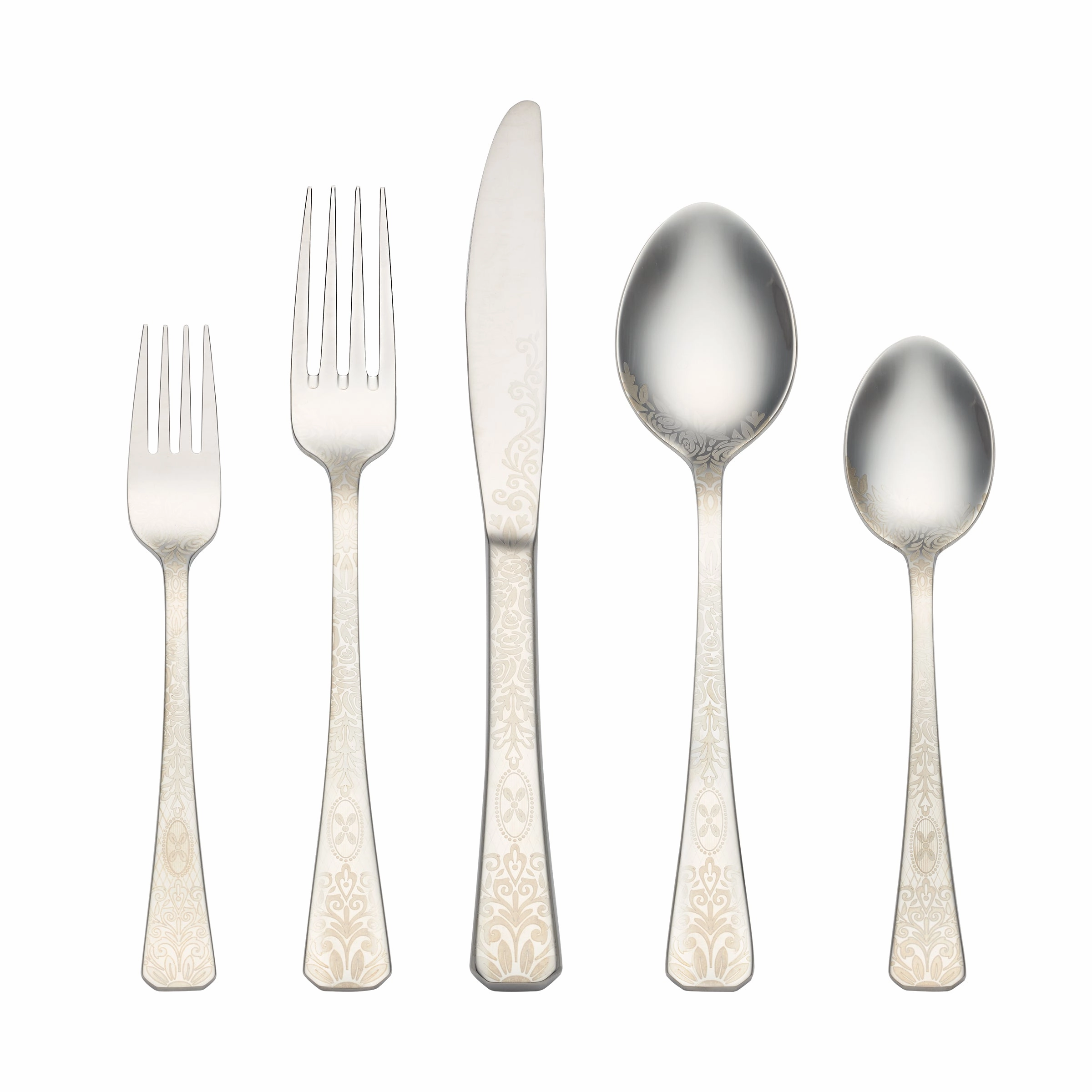 Floral Etch 30 Piece Flatware Kit