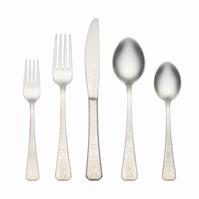 Floral Etch 30 Piece Flatware Kit
