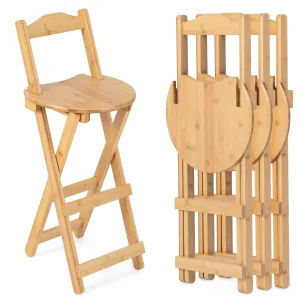 Folding Bamboo Bar Stools 24 Kitchen Counter Height Stool with Backrest & Footrest kitchen barstool, adjustable bar stool