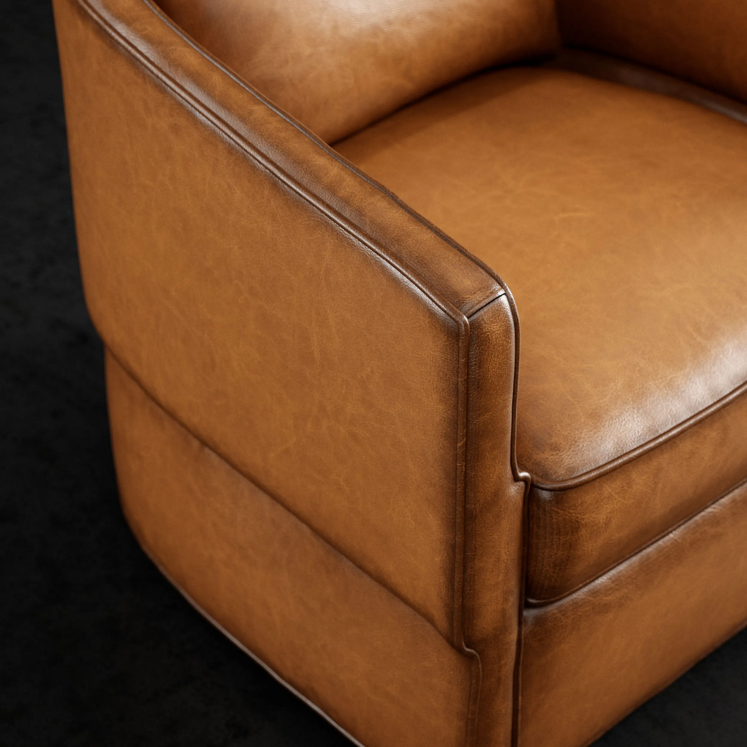Foster Luxury Burnished Leather Swivel Chair