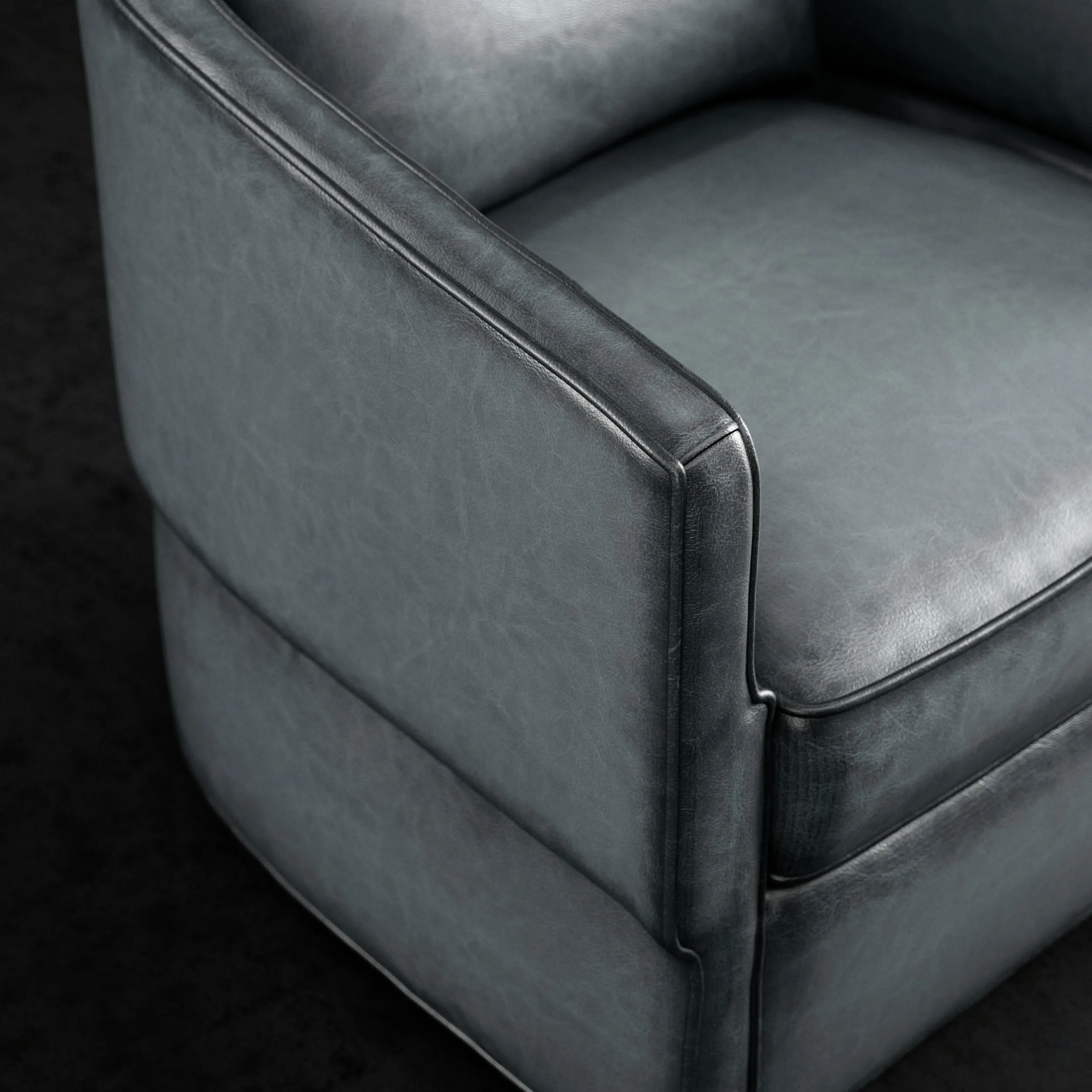 Foster Luxury Burnished Leather Swivel Chair