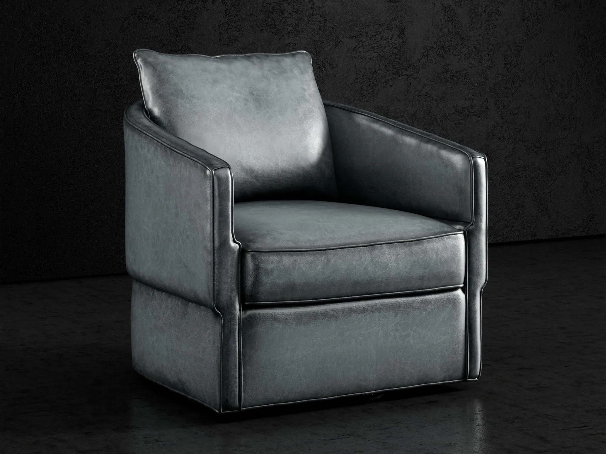 Foster Luxury Burnished Leather Swivel Chair