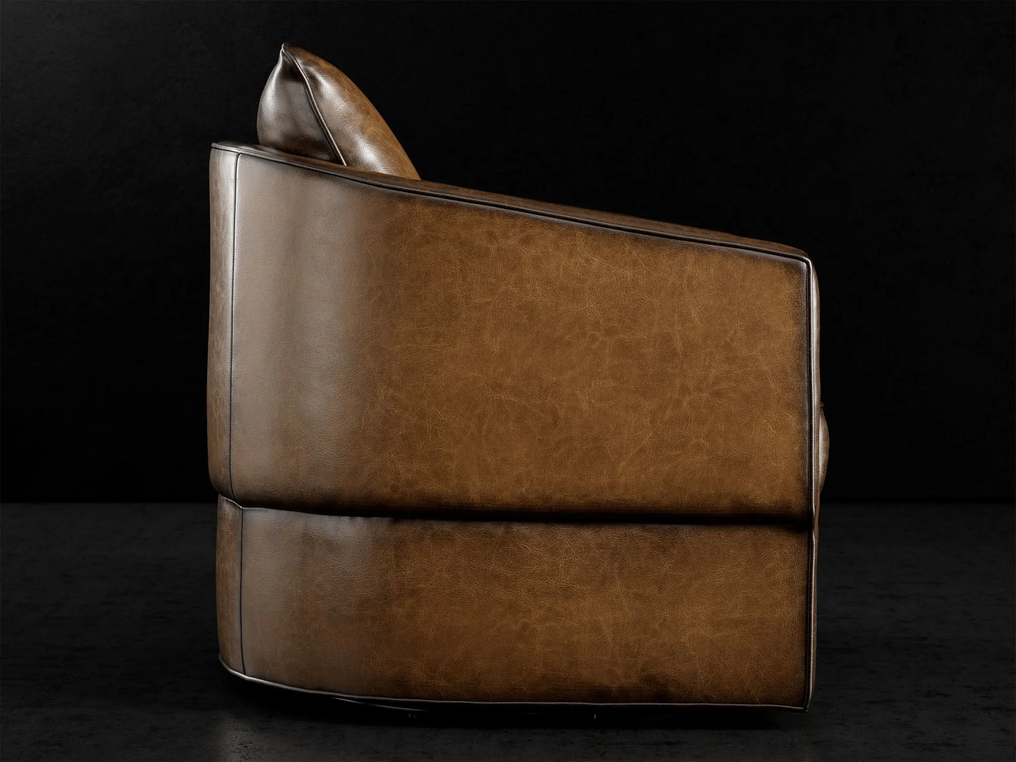 Foster Luxury Burnished Leather Swivel Chair
