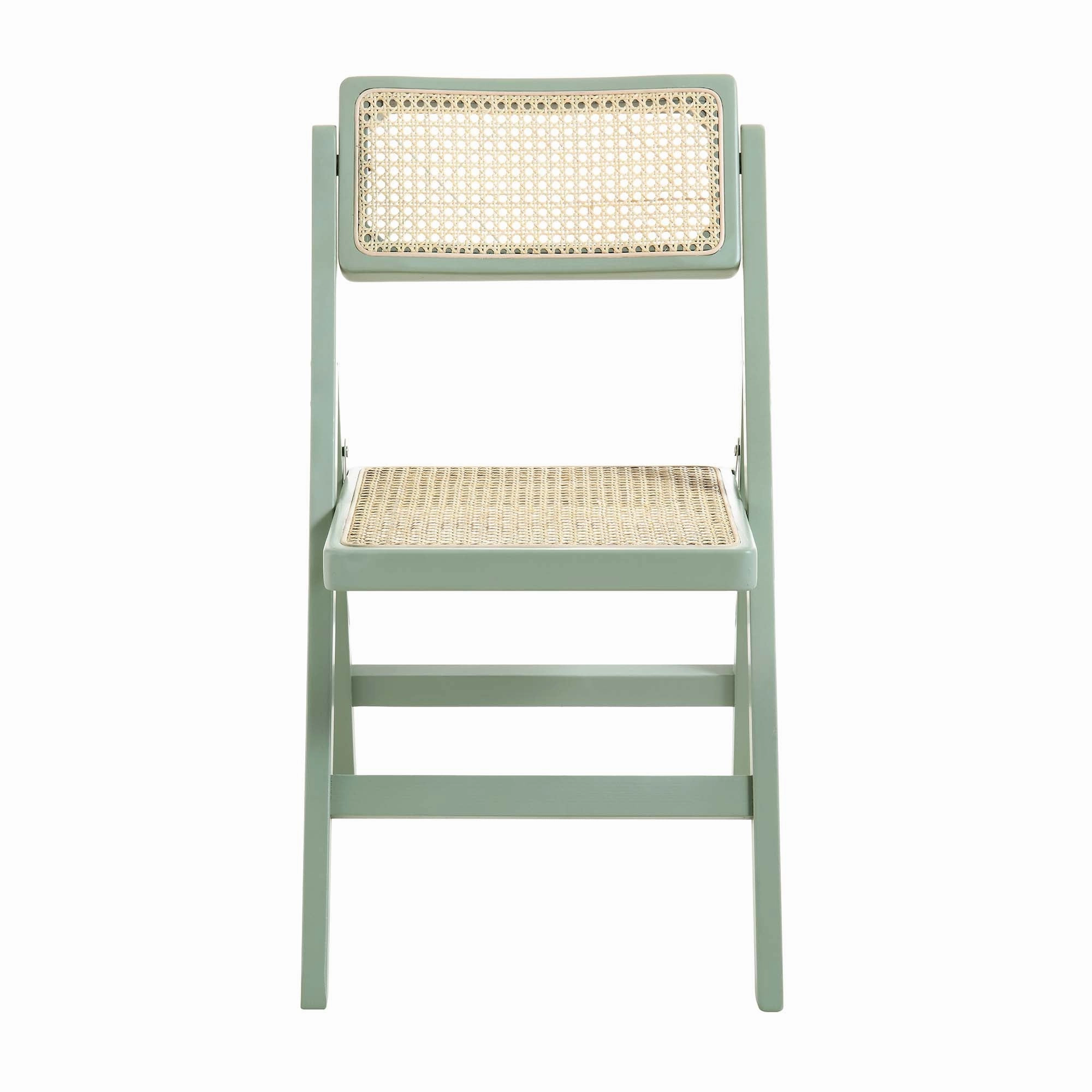 Frances Set of 2 Folding Cane Rattan Chairs, Mint