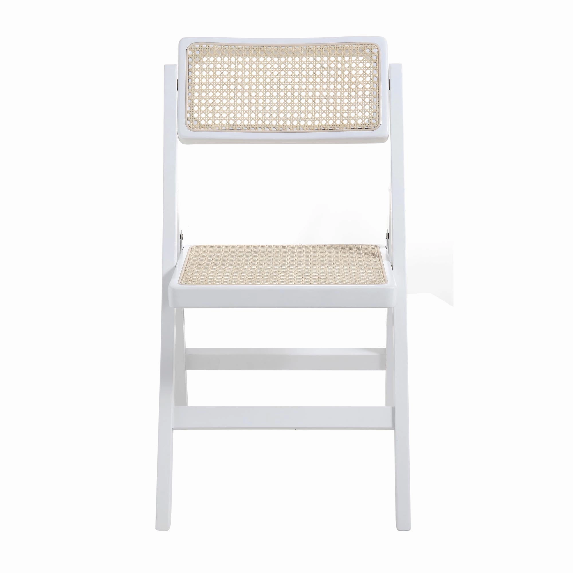 Frances Set of 2 Folding Cane Rattan Chairs, White