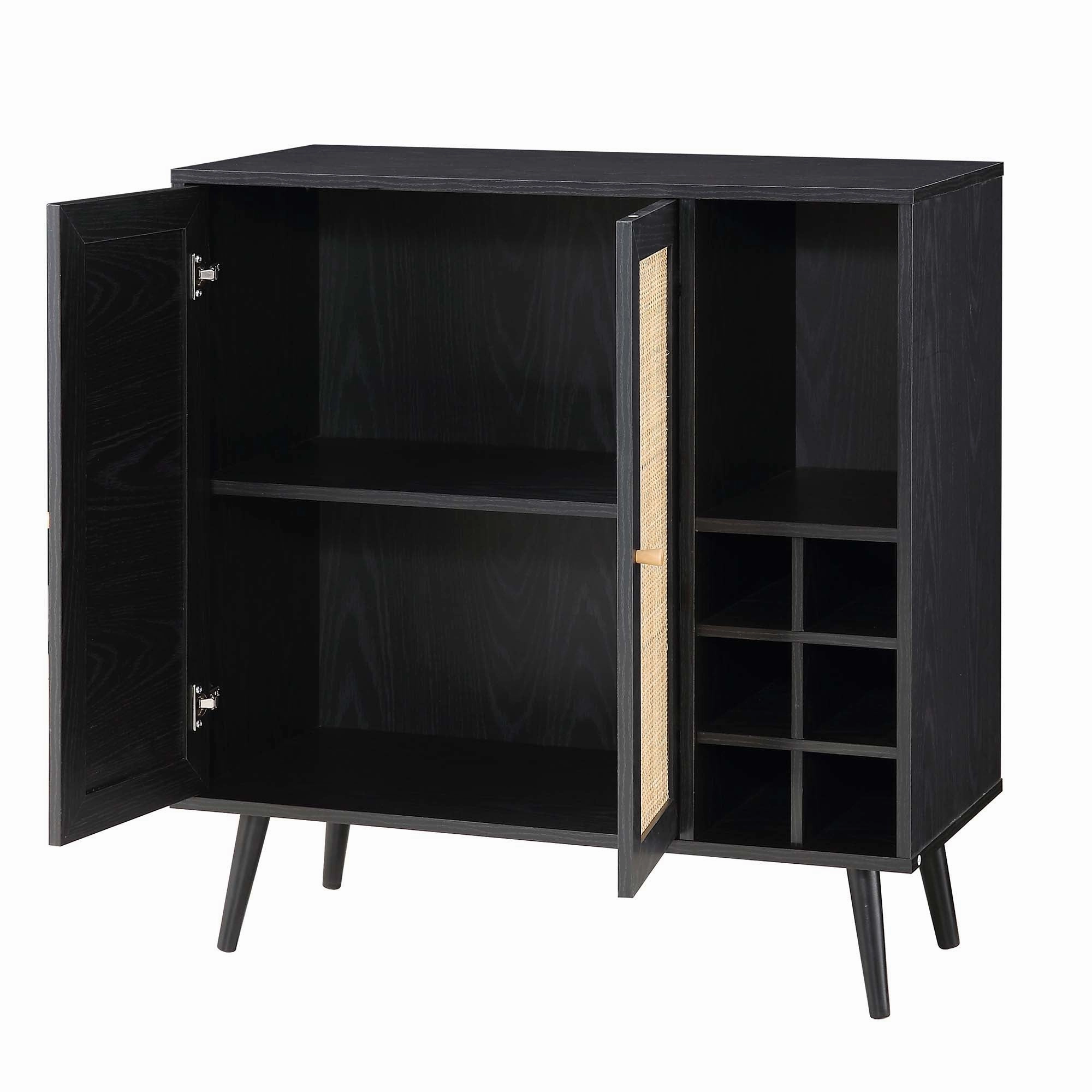 Frances Woven Rattan Drinks Cabinet, Black