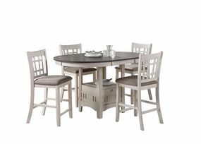 Freda 5-Piece Extendable Counter Height Dining Set - White, Dark Brown