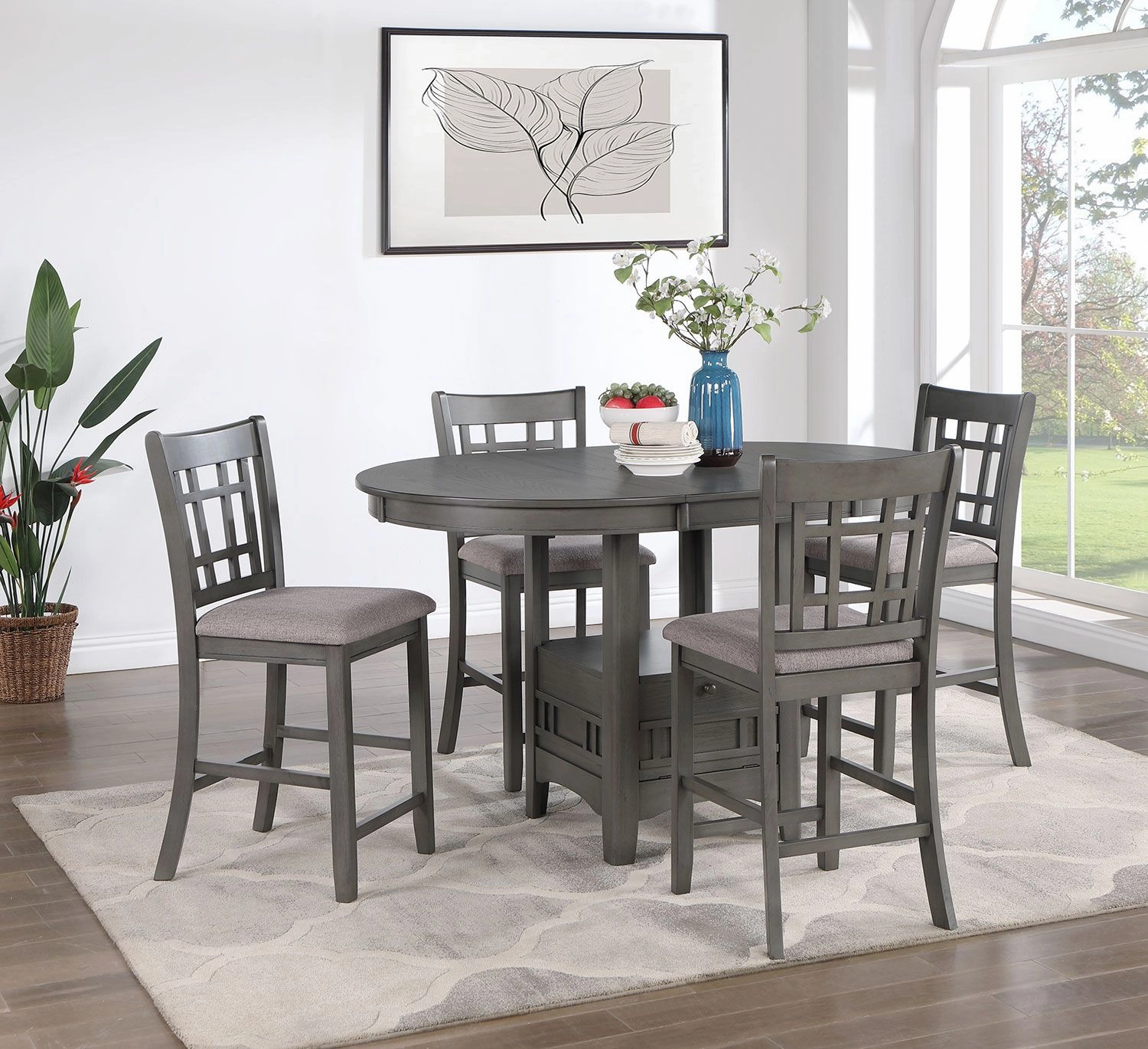 Freda Extendable Counter Height Dining Table - Grey