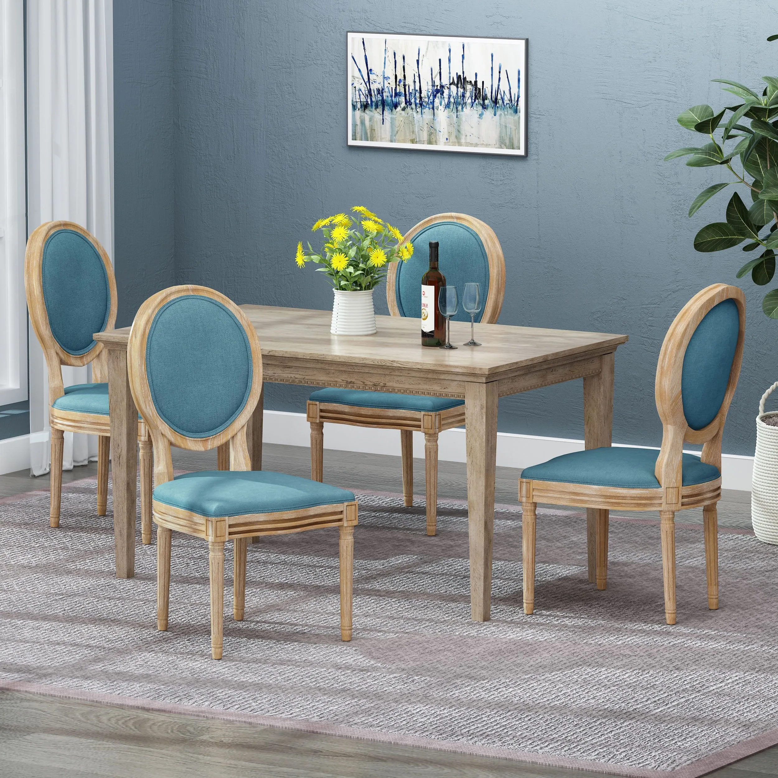 French Country Dining Chairs (Set of 4) - NH008213 dining table set, 6-piece dining set