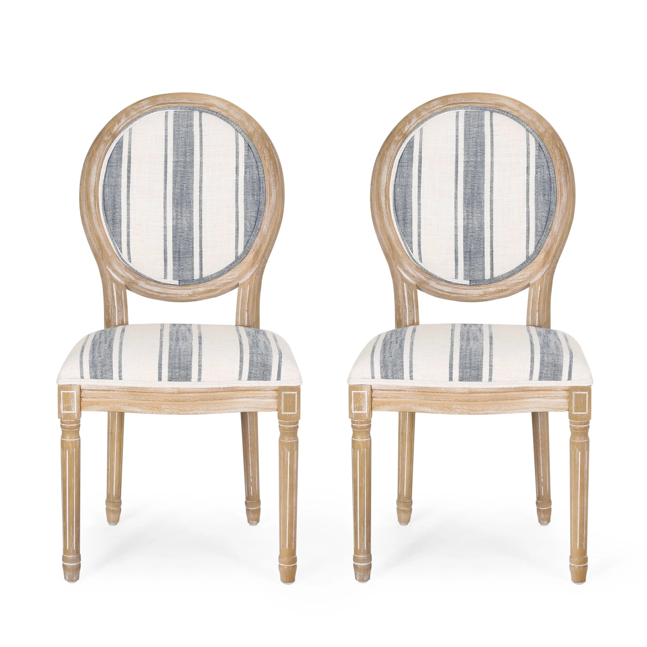 French Country Fabric Dining Chairs - NH419413 dining table set, 6-piece dining set